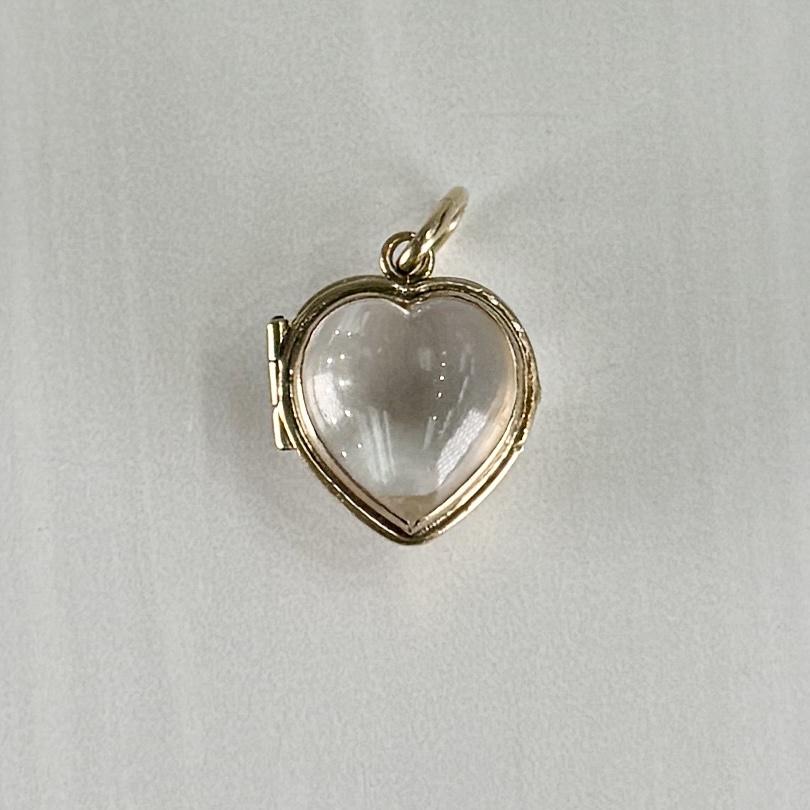 Antique Circa 1900 Heart Shaped Pools of Light Locket Pendant 14k Yellow Gold