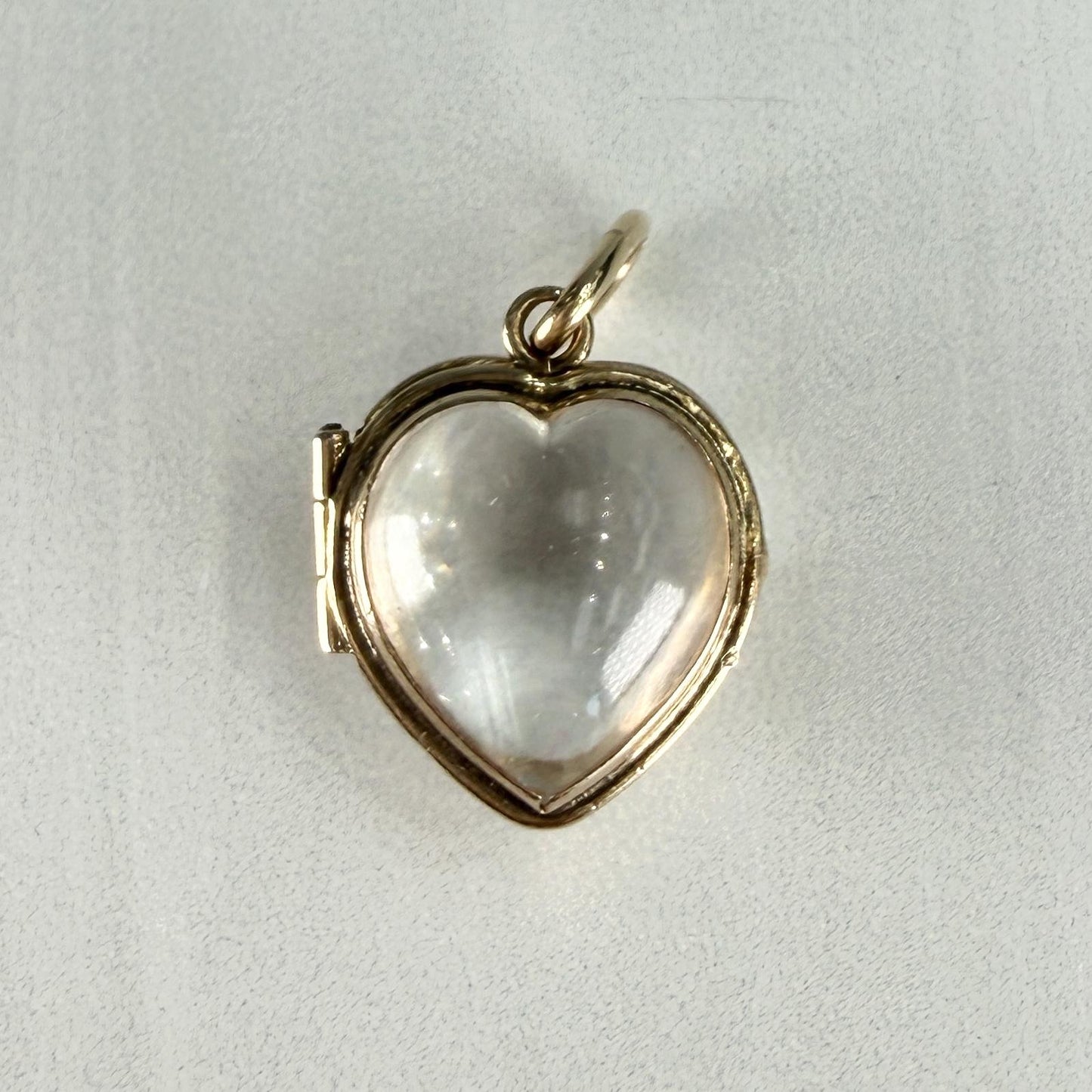 Antique Circa 1900 Heart Shaped Pools of Light Locket Pendant 14k Yellow Gold