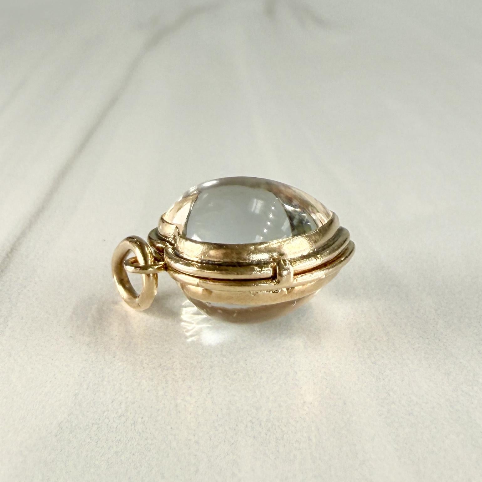 Antique Circa 1900 Heart Shaped Pools of Light Locket Pendant 14k Yellow Gold