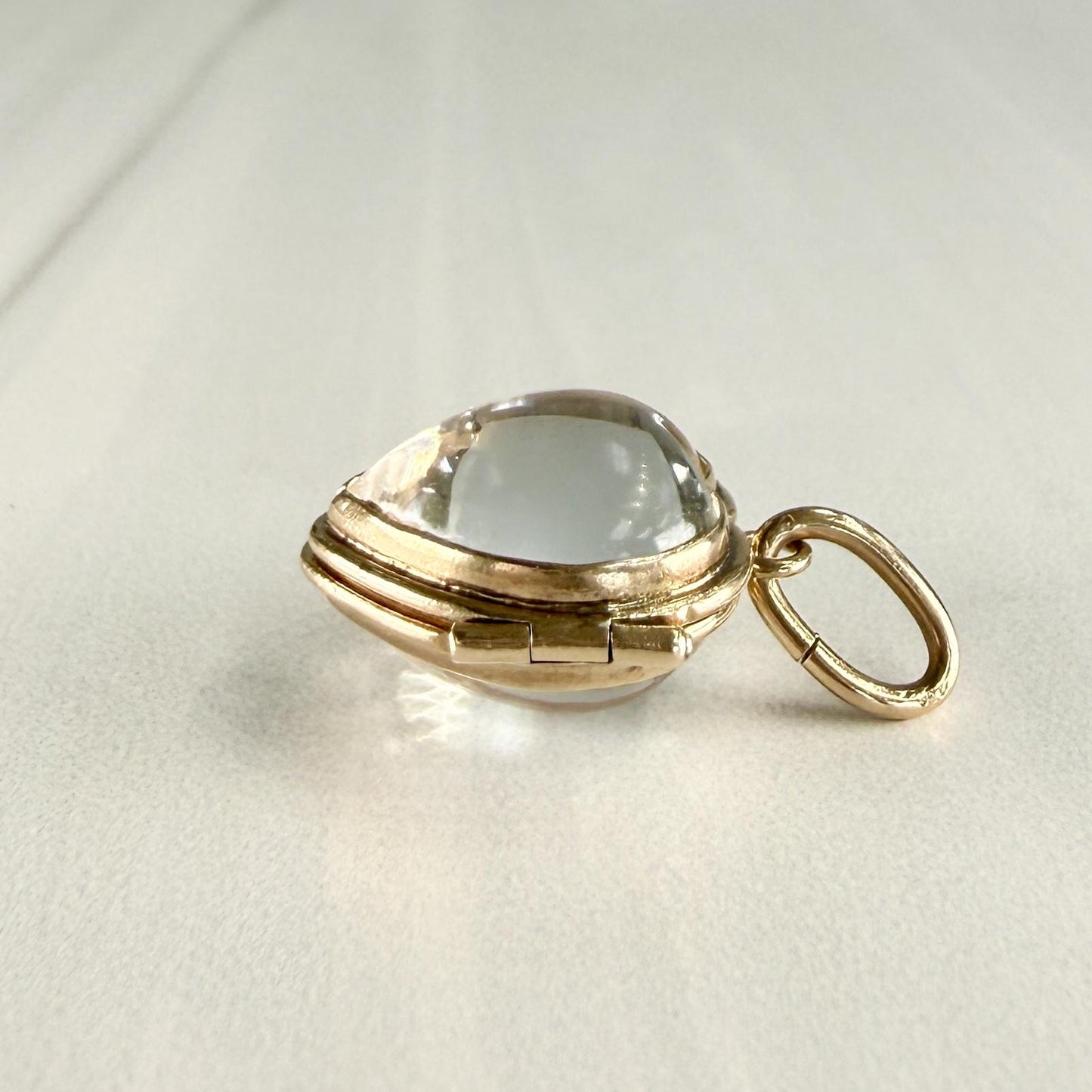 Antique Circa 1900 Heart Shaped Pools of Light Locket Pendant 14k Yellow Gold