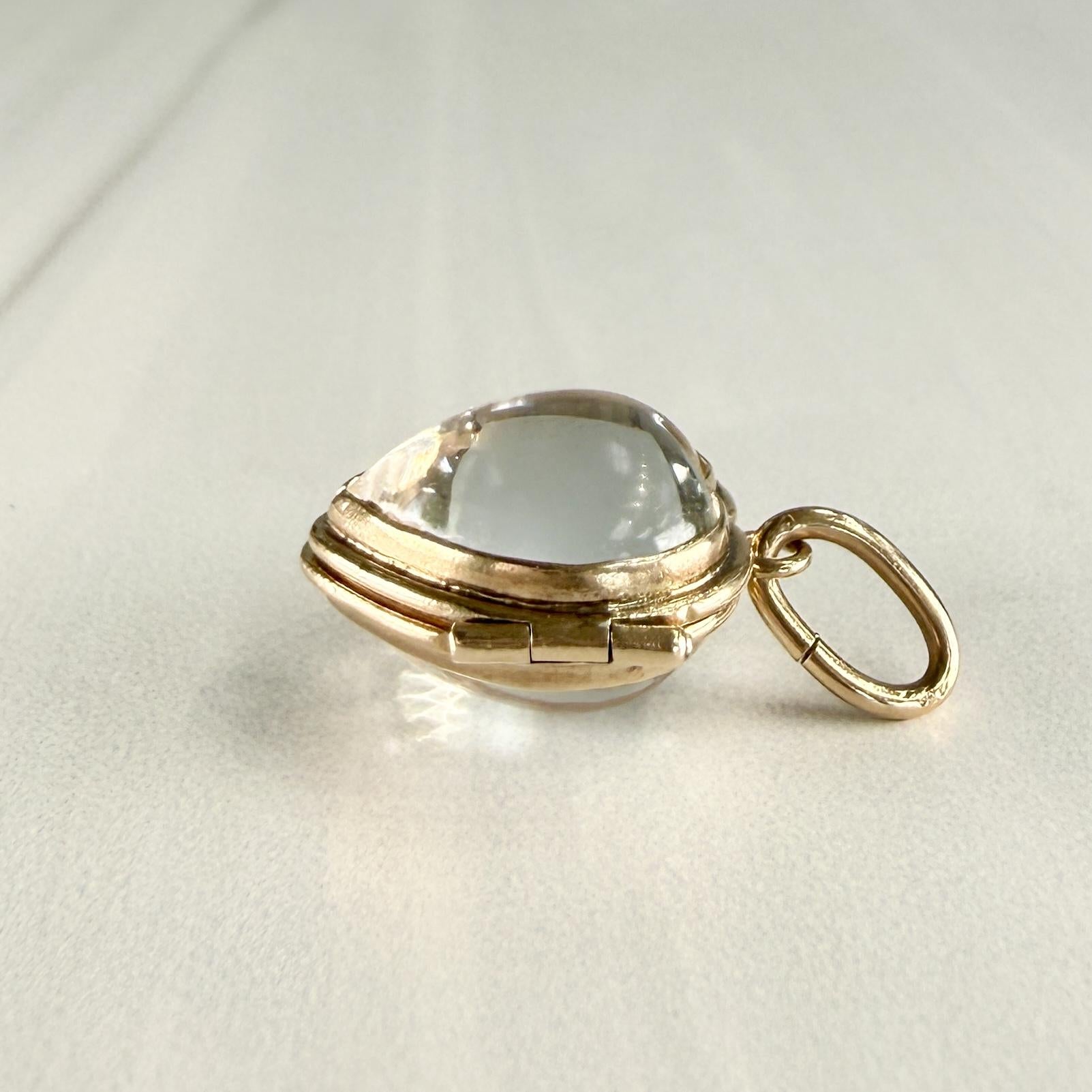 Antique Circa 1900 Heart Shaped Pools of Light Locket Pendant 14k Yellow Gold