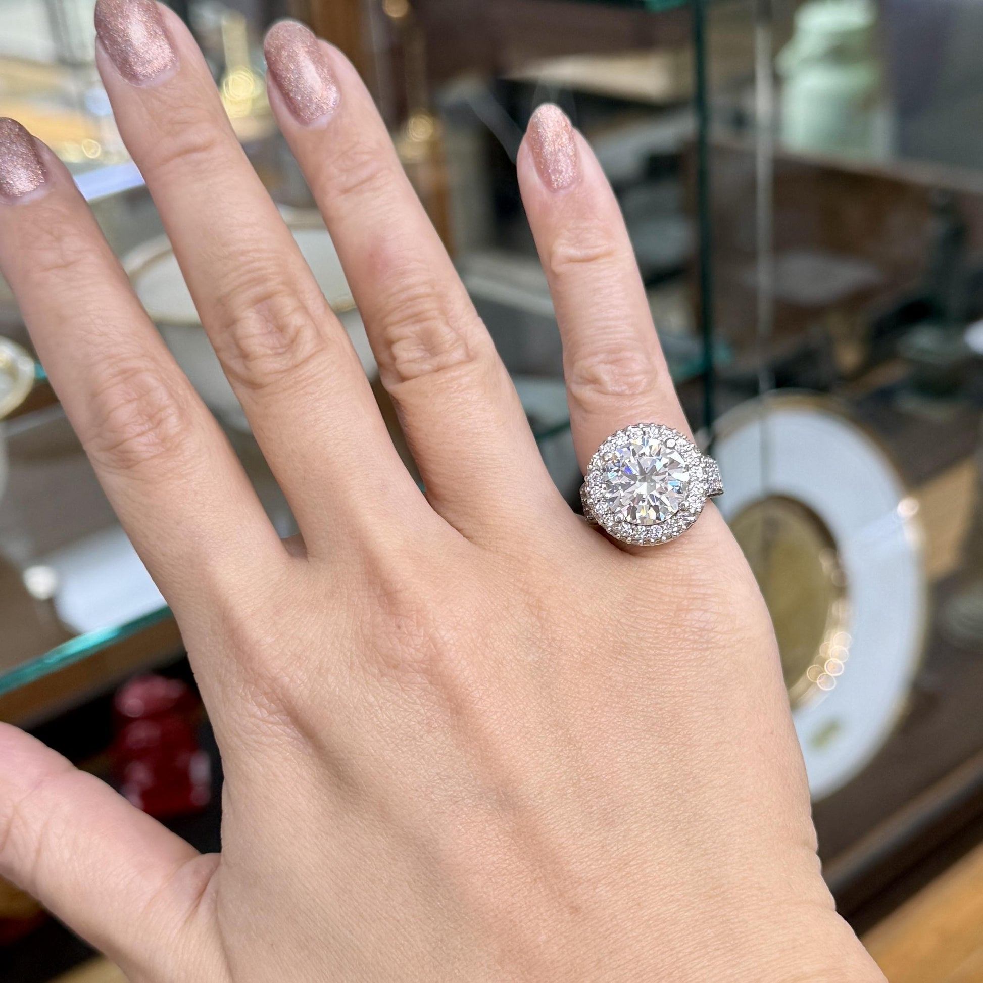 6.27 Carat Diamond Engagement Ring 14k White Gold
