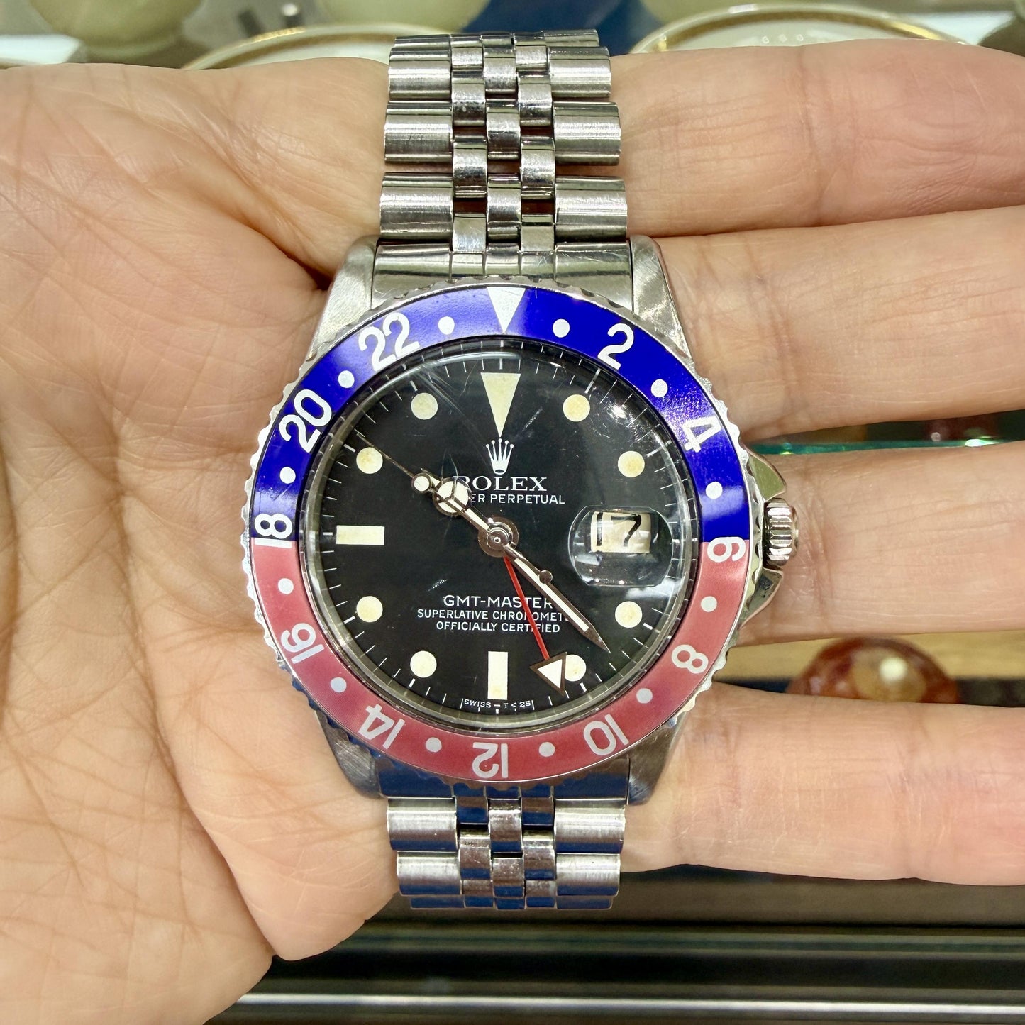 Vintage Rolex GMT-Master Ref 1675 Pepsi Stainless Steel Bracelet Watch