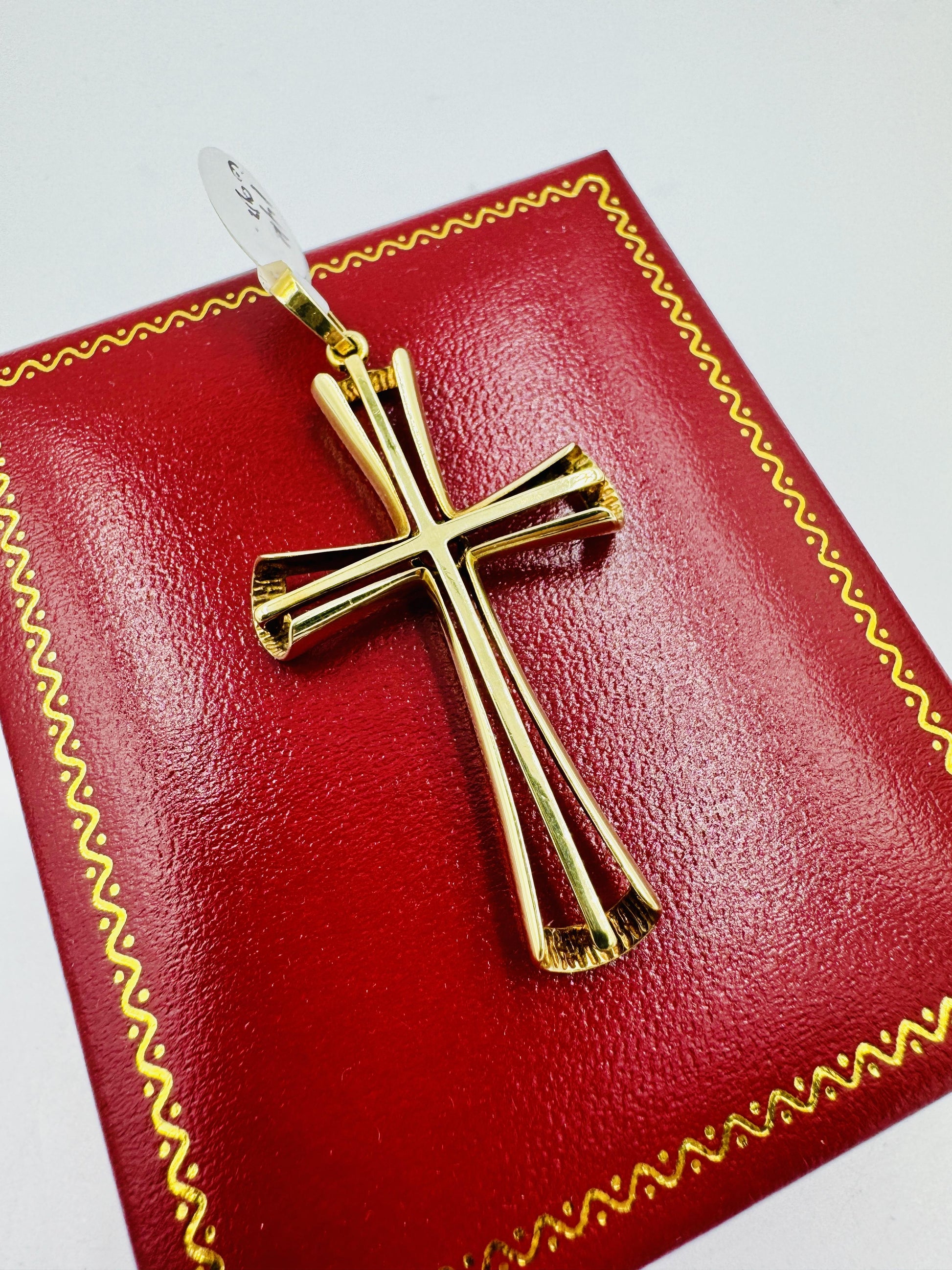 Vintage Italian 14k yellow gold Cross Pendant Signed