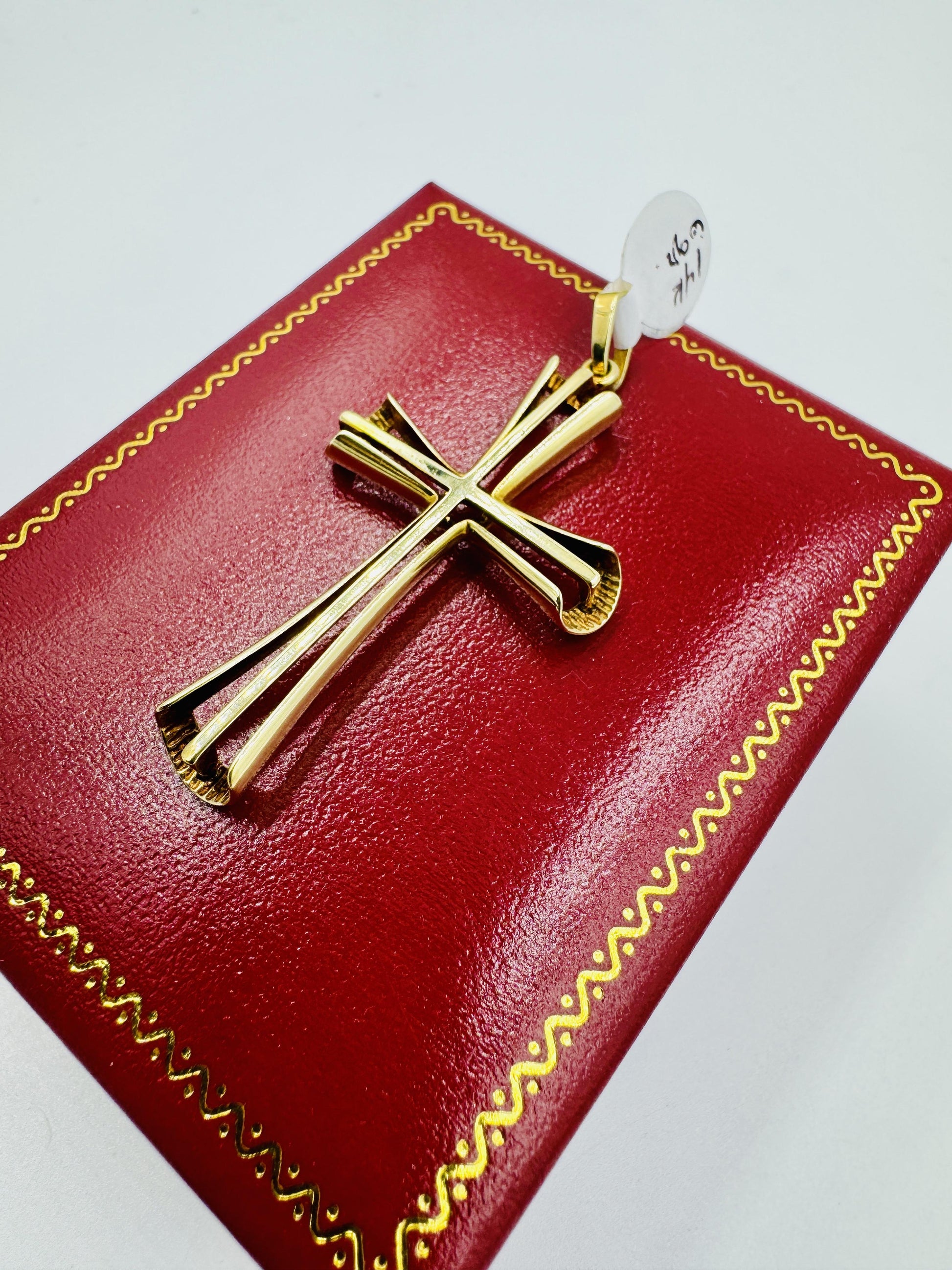 Vintage Italian 14k yellow gold Cross Pendant Signed