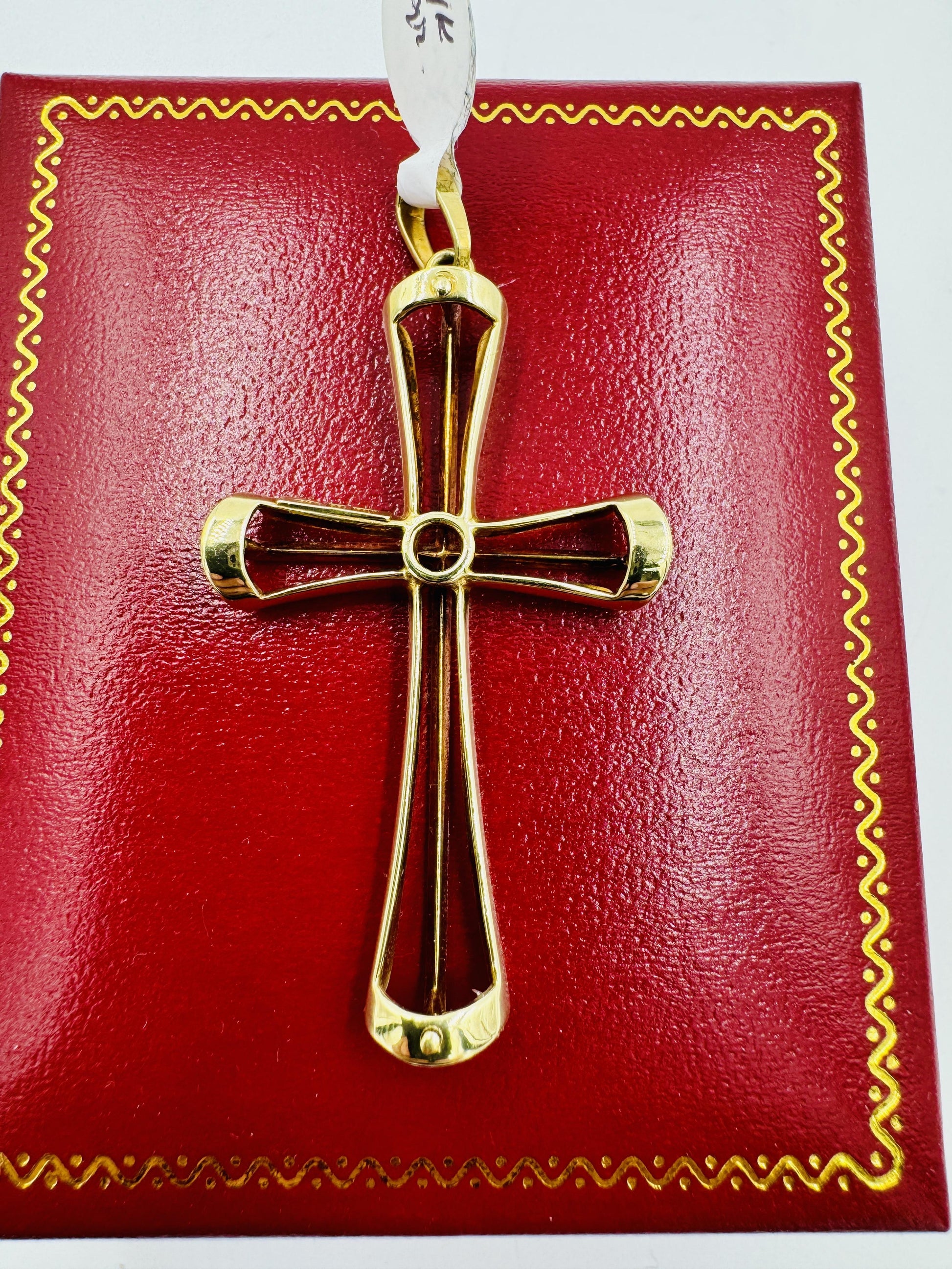 Vintage Italian 14k yellow gold Cross Pendant Signed