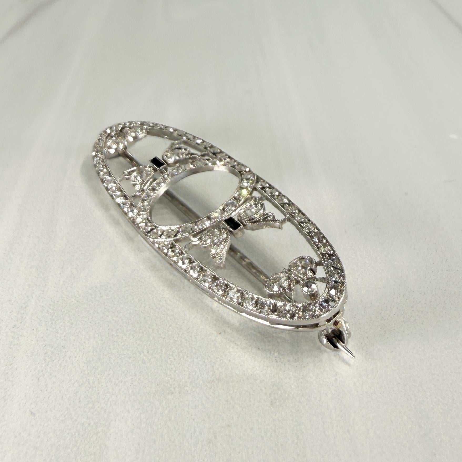 Antique Edwardian Dreicer & Co. Old Cut Diamond Brooch Platinum
