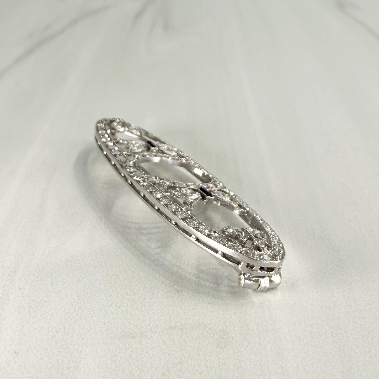 Antique Edwardian Dreicer & Co. Old Cut Diamond Brooch Platinum