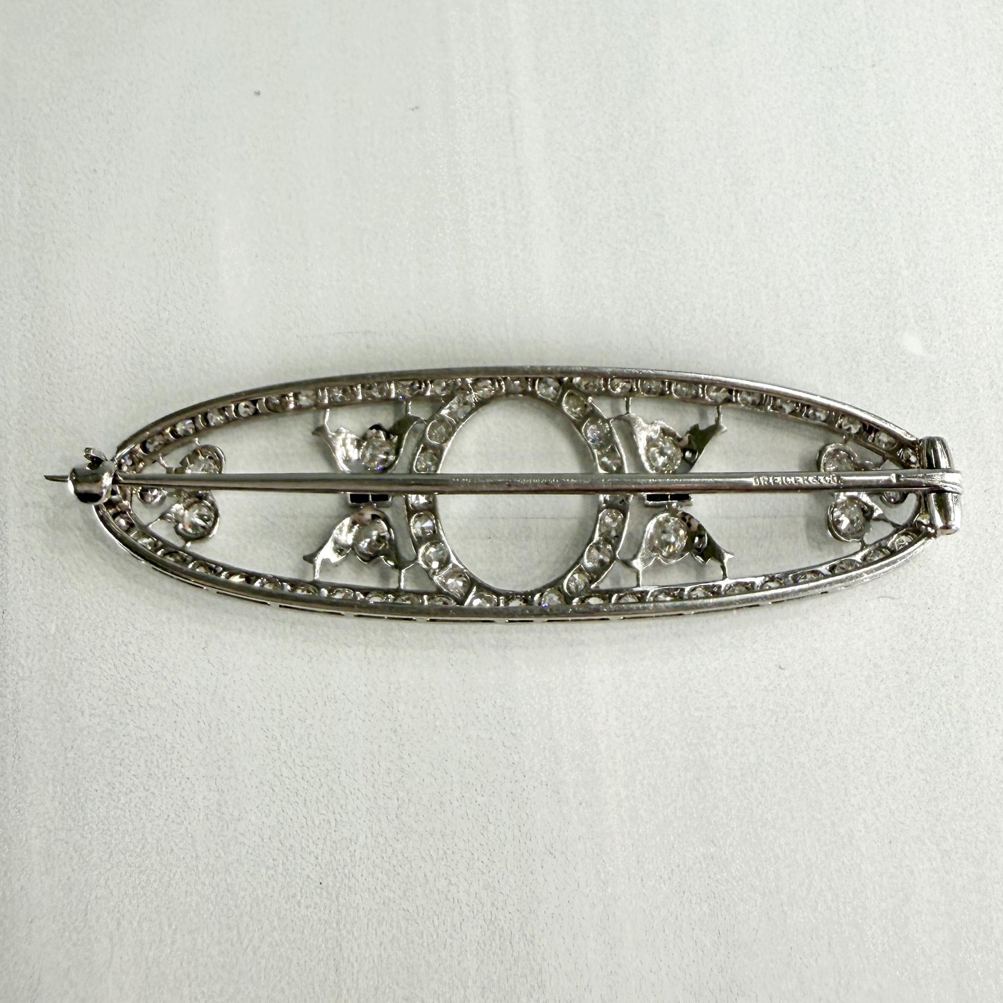 Antique Edwardian Dreicer & Co. Old Cut Diamond Brooch Platinum