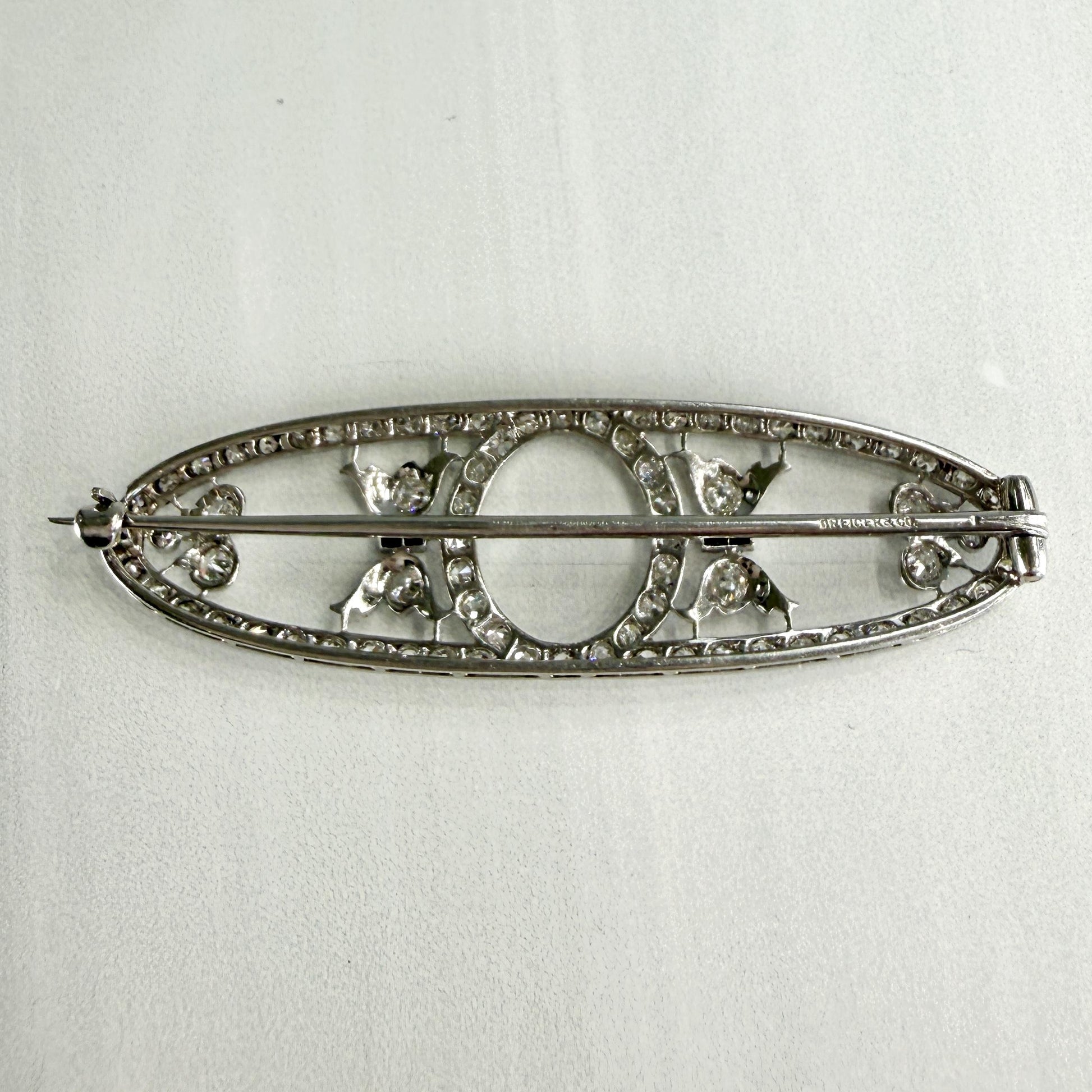 Antique Edwardian Dreicer & Co. Old Cut Diamond Brooch Platinum