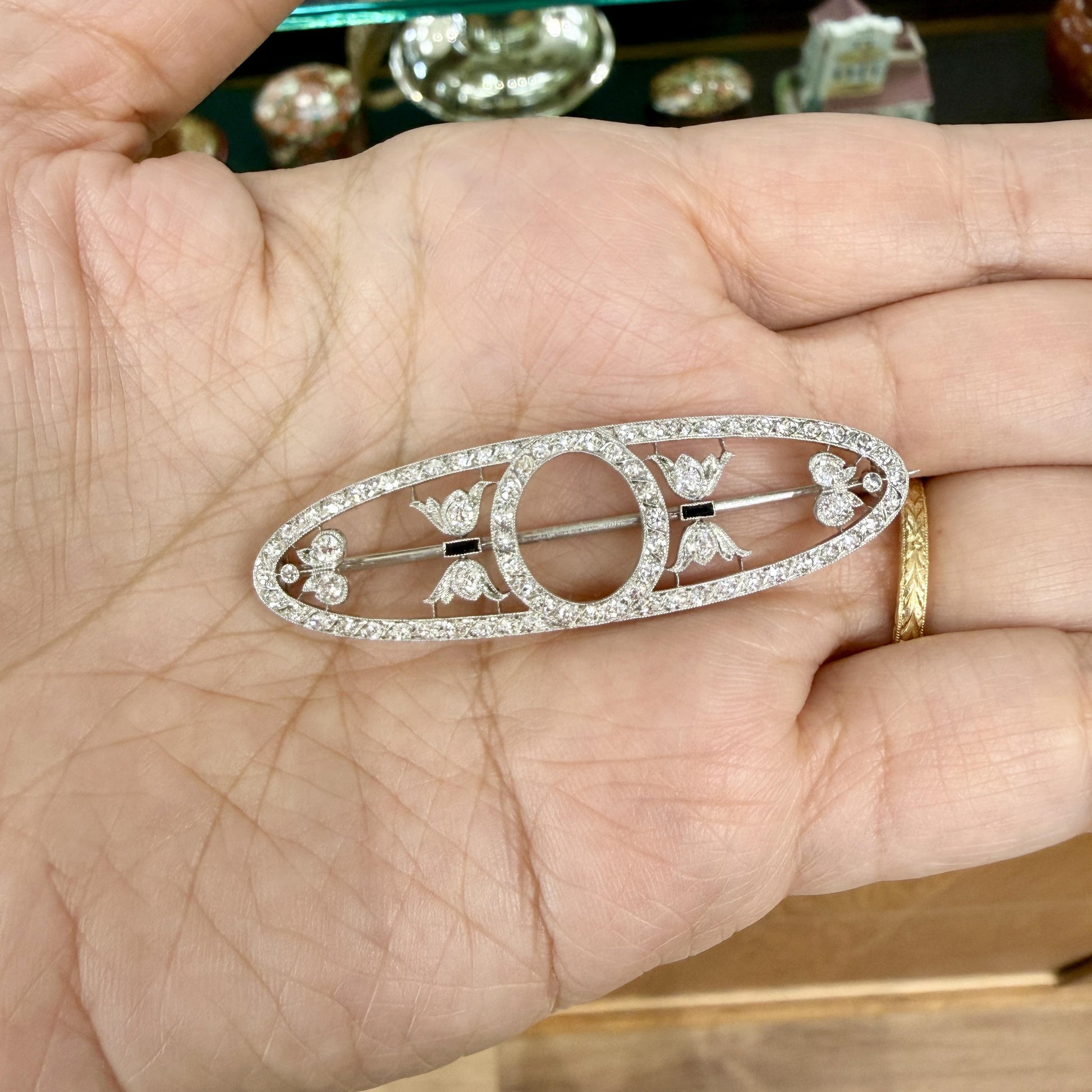 Antique Edwardian Dreicer & Co. Old Cut Diamond Brooch Platinum