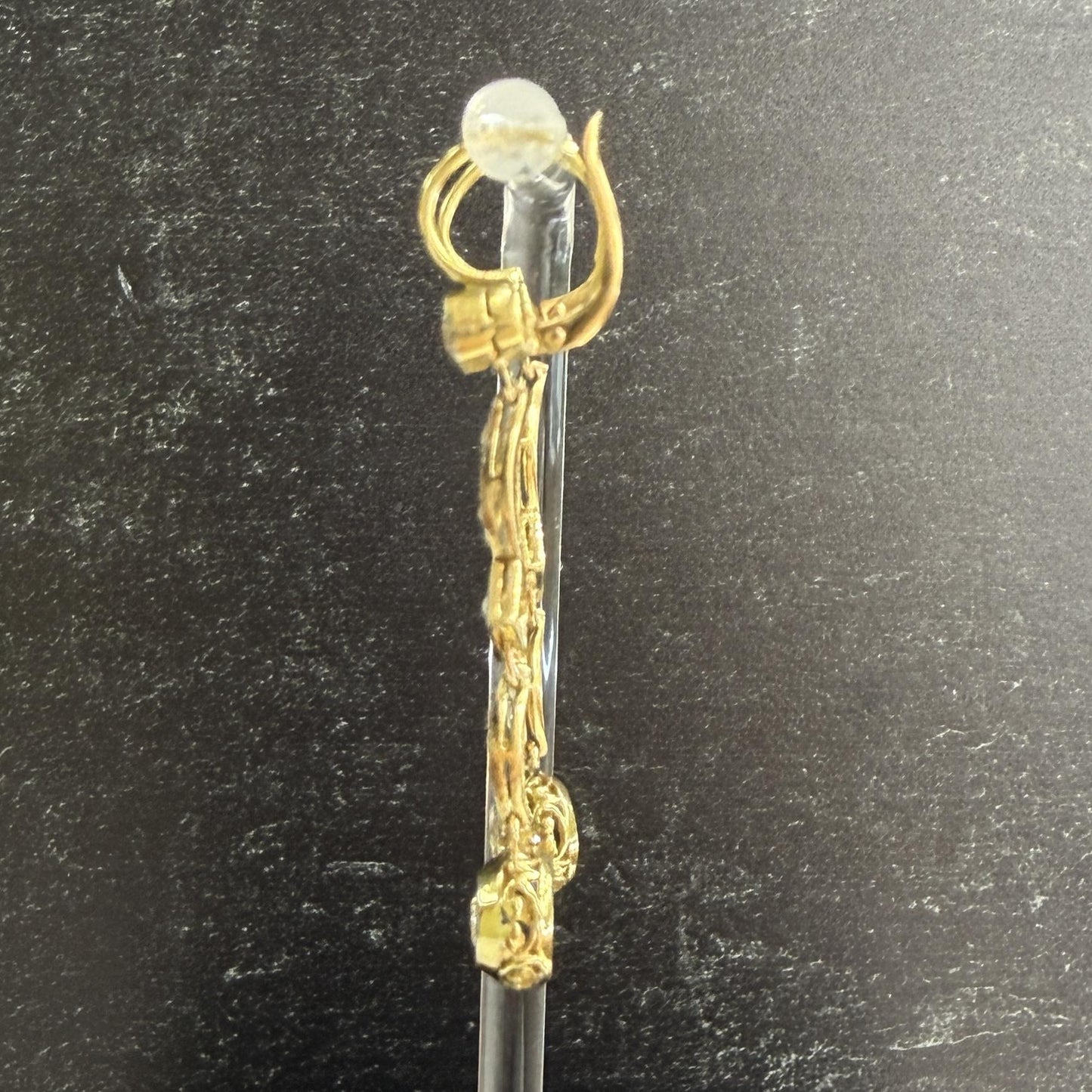 Antique Old Mine Cut Diamond Dangle Earrings 17-18k Gold