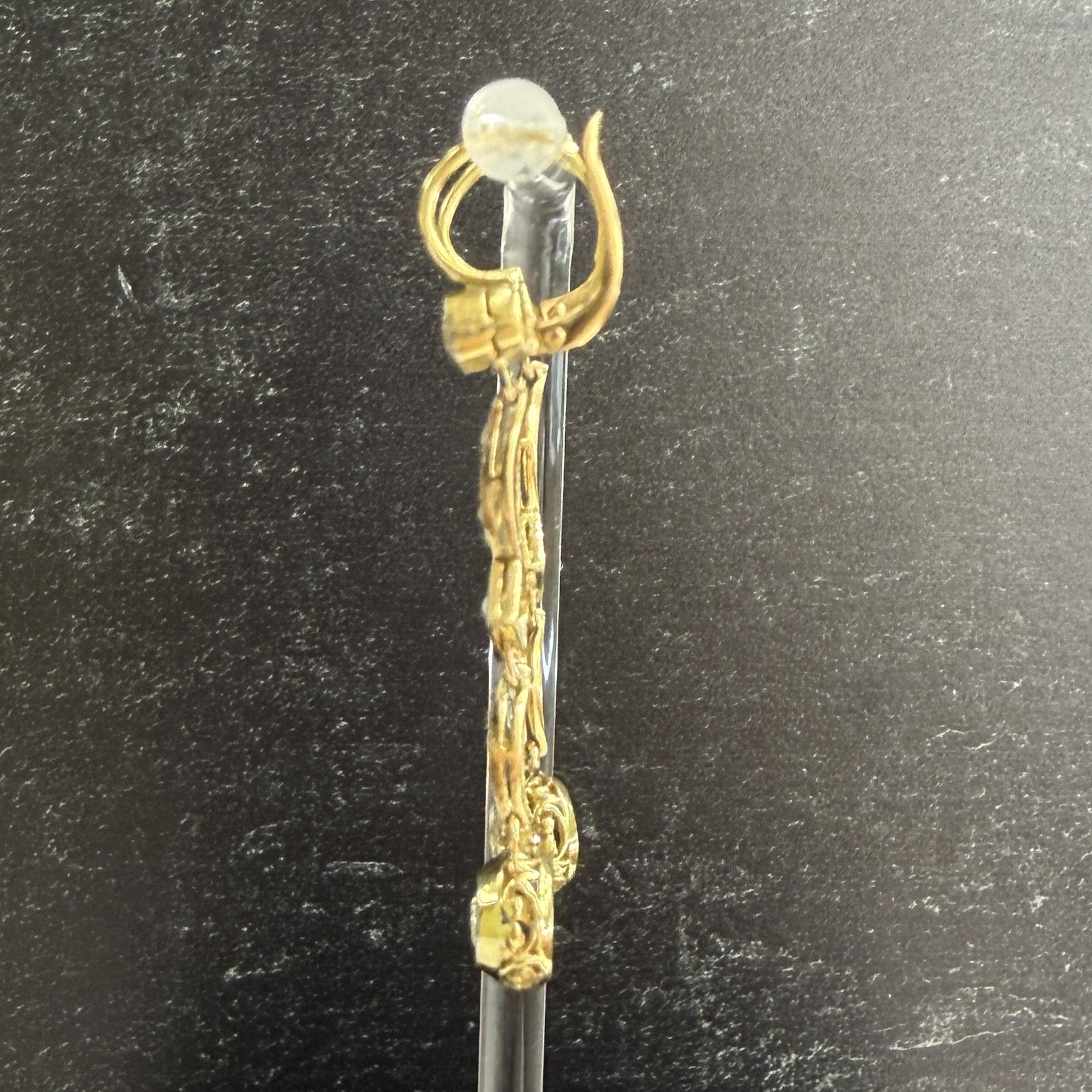 Antique Old Mine Cut Diamond Dangle Earrings 17-18k Gold