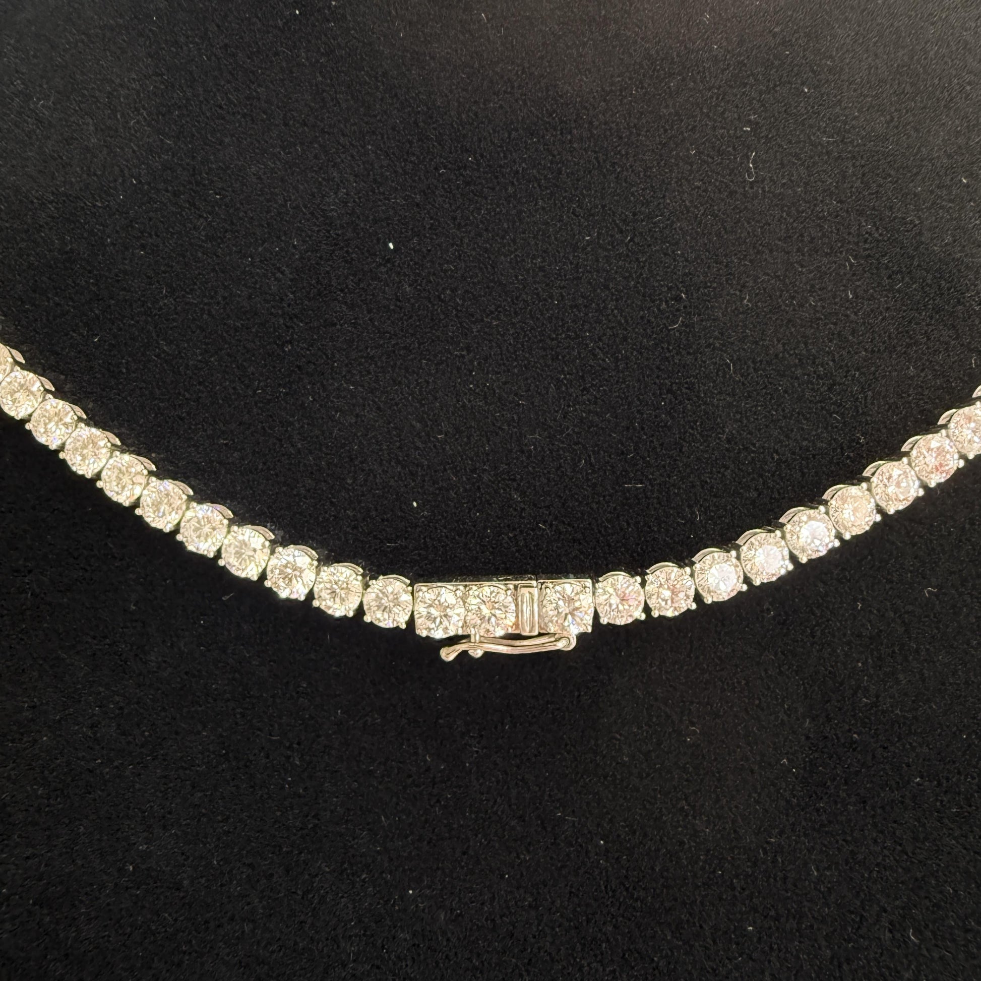 Platinum 24.5ctw Lab Diamond Flower Tennis Necklace 16.5"