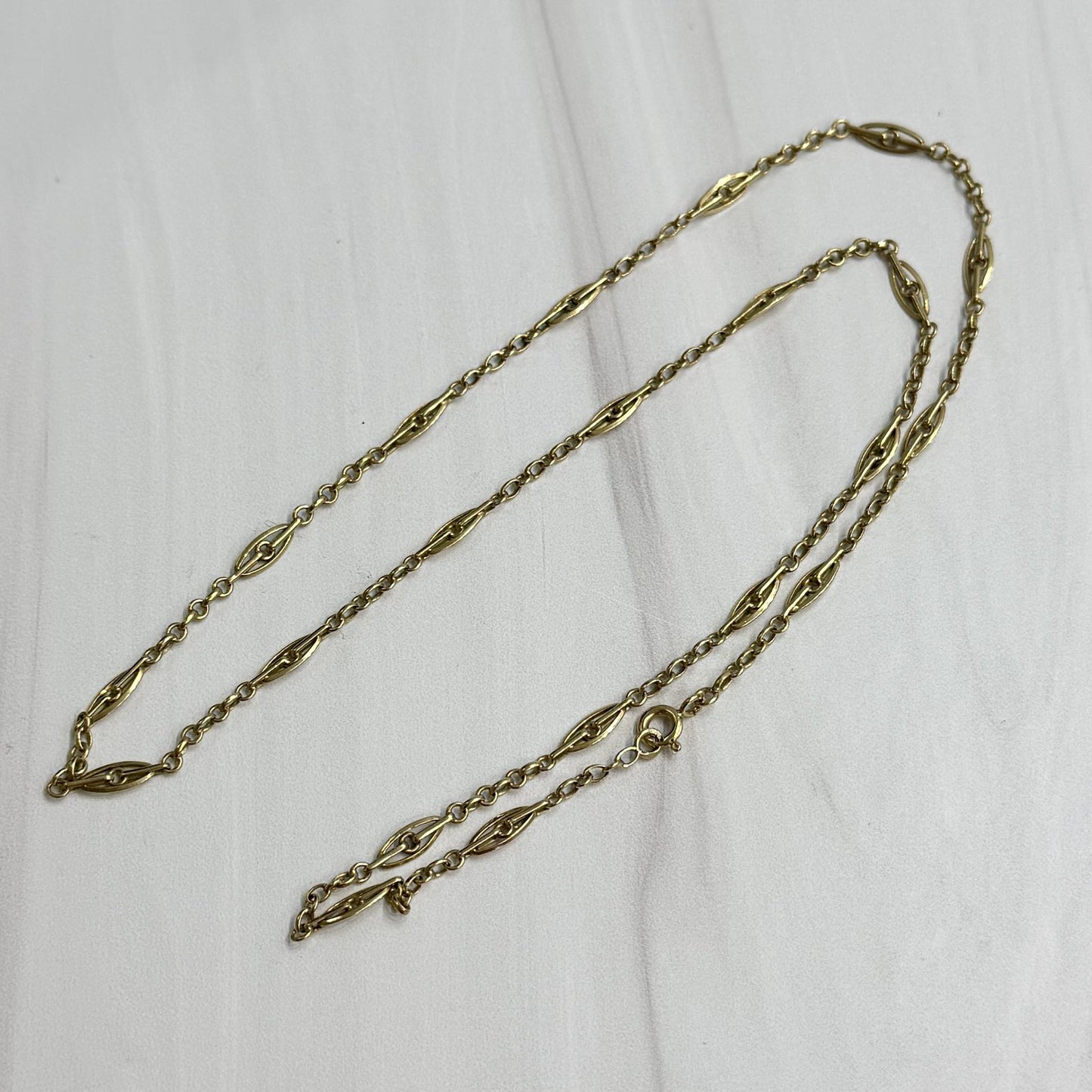 1930's Vintage Link Gold Chain Necklace 18k Yellow Gold