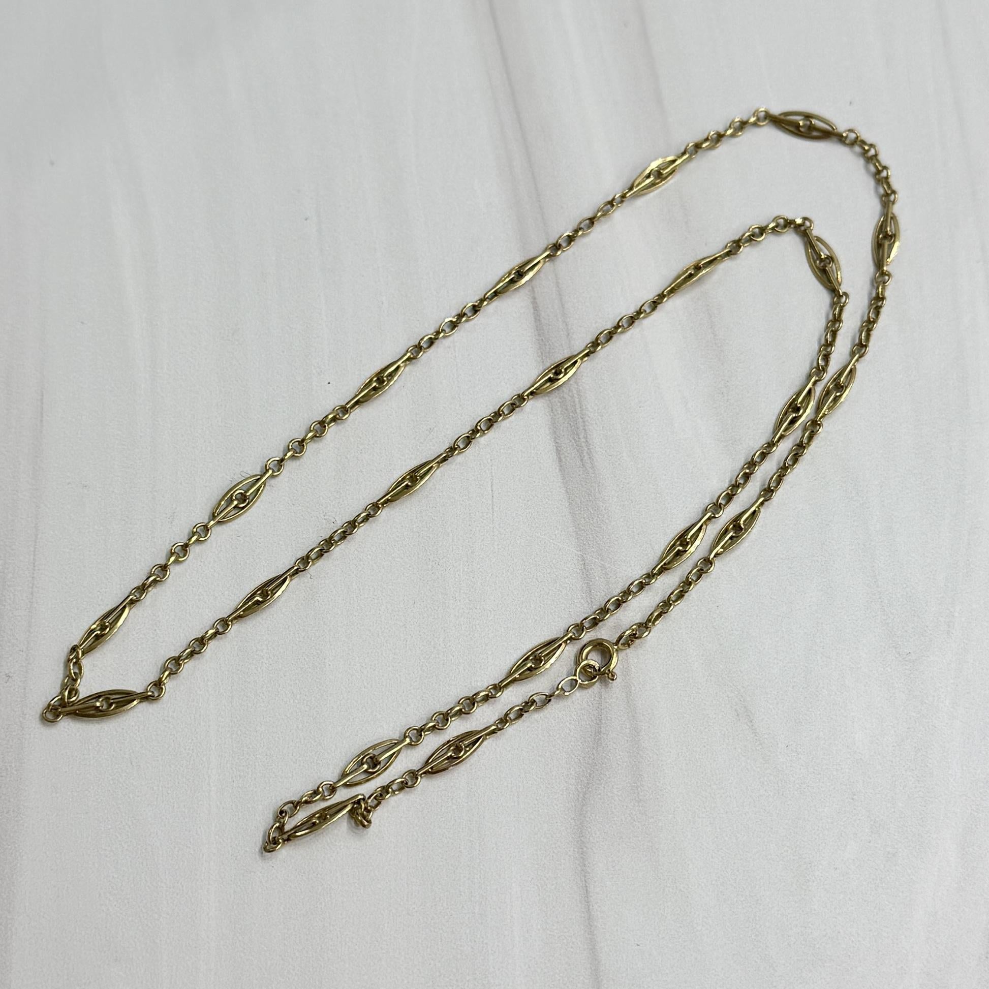 1930's Vintage Link Gold Chain Necklace 18k Yellow Gold