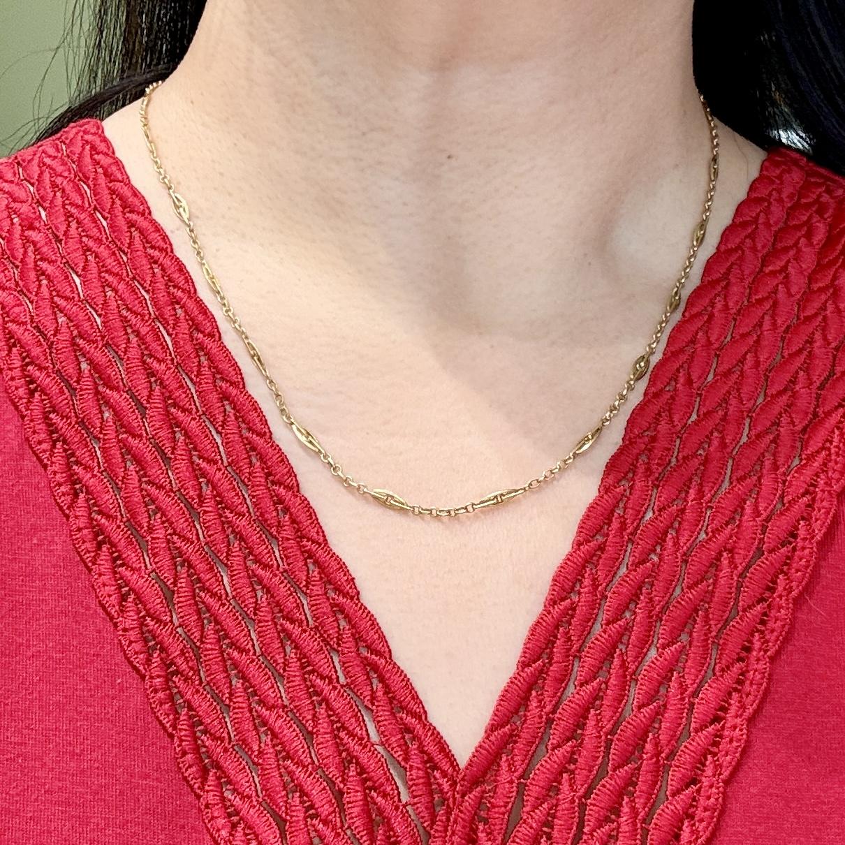 1930's Vintage Link Gold Chain Necklace 18k Yellow Gold