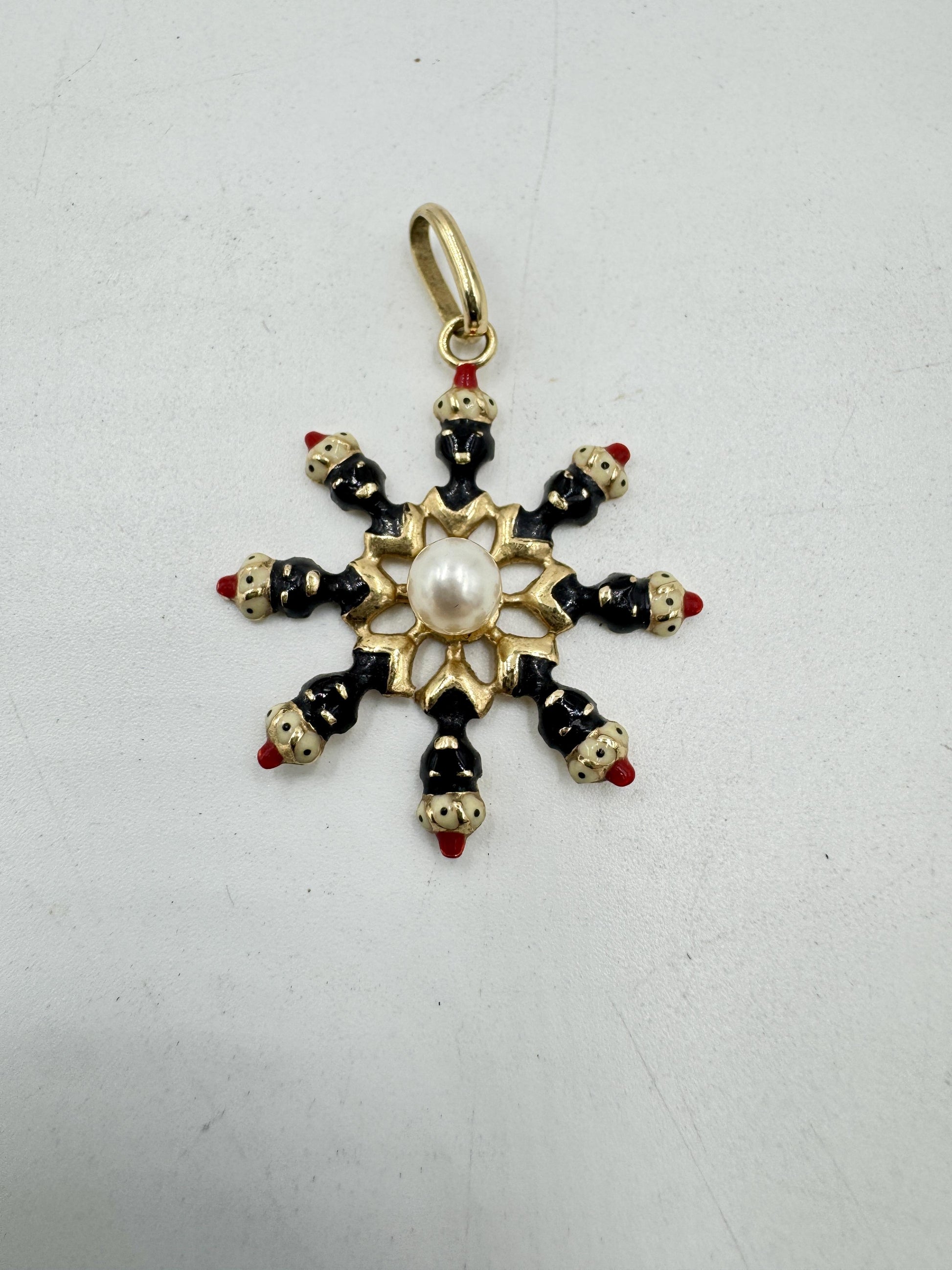Moretti Flower Pendant 14k Yellow Gold Vintage