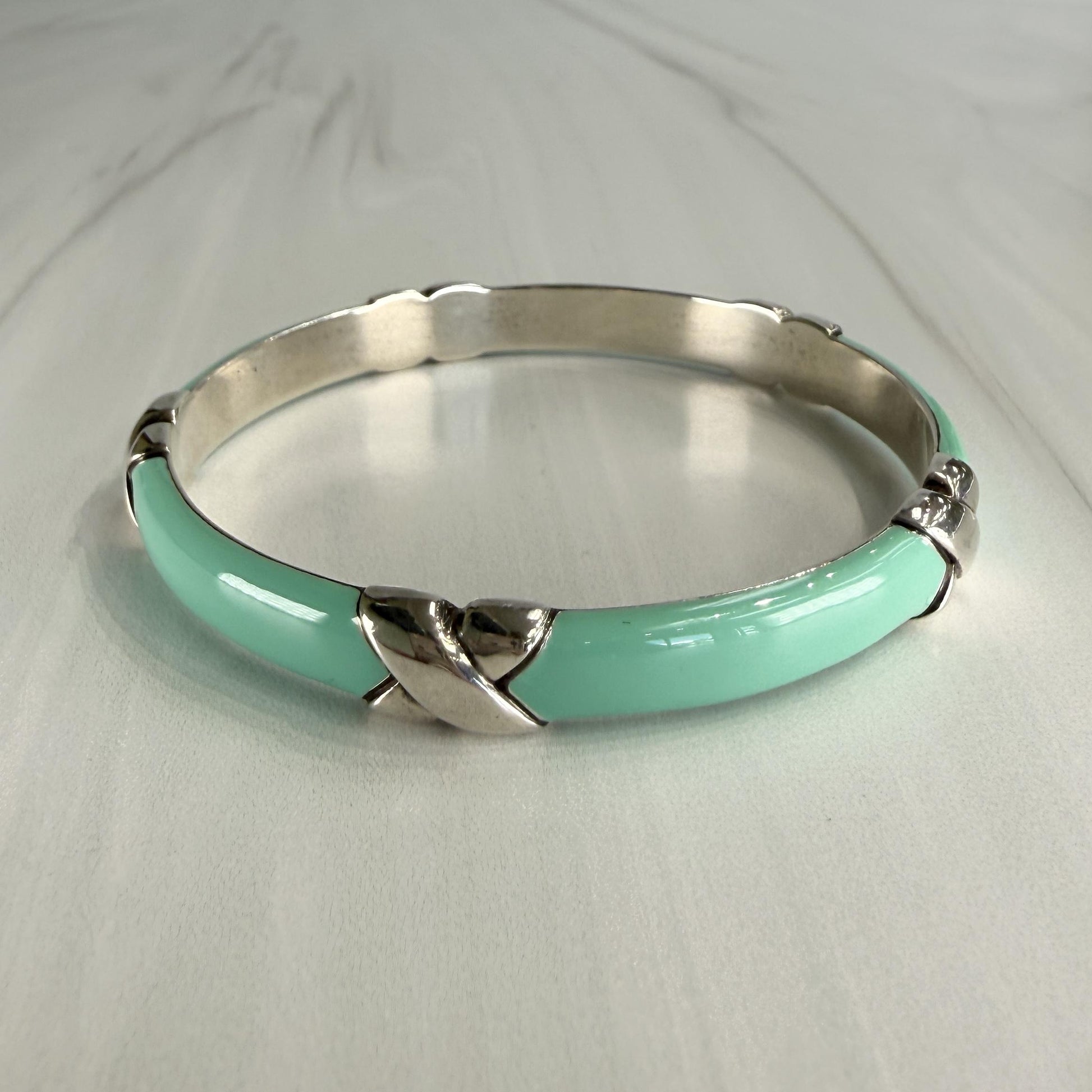 Tiffany & Co. "X" Enamel Bangle Bracelet Sterling Silver 925