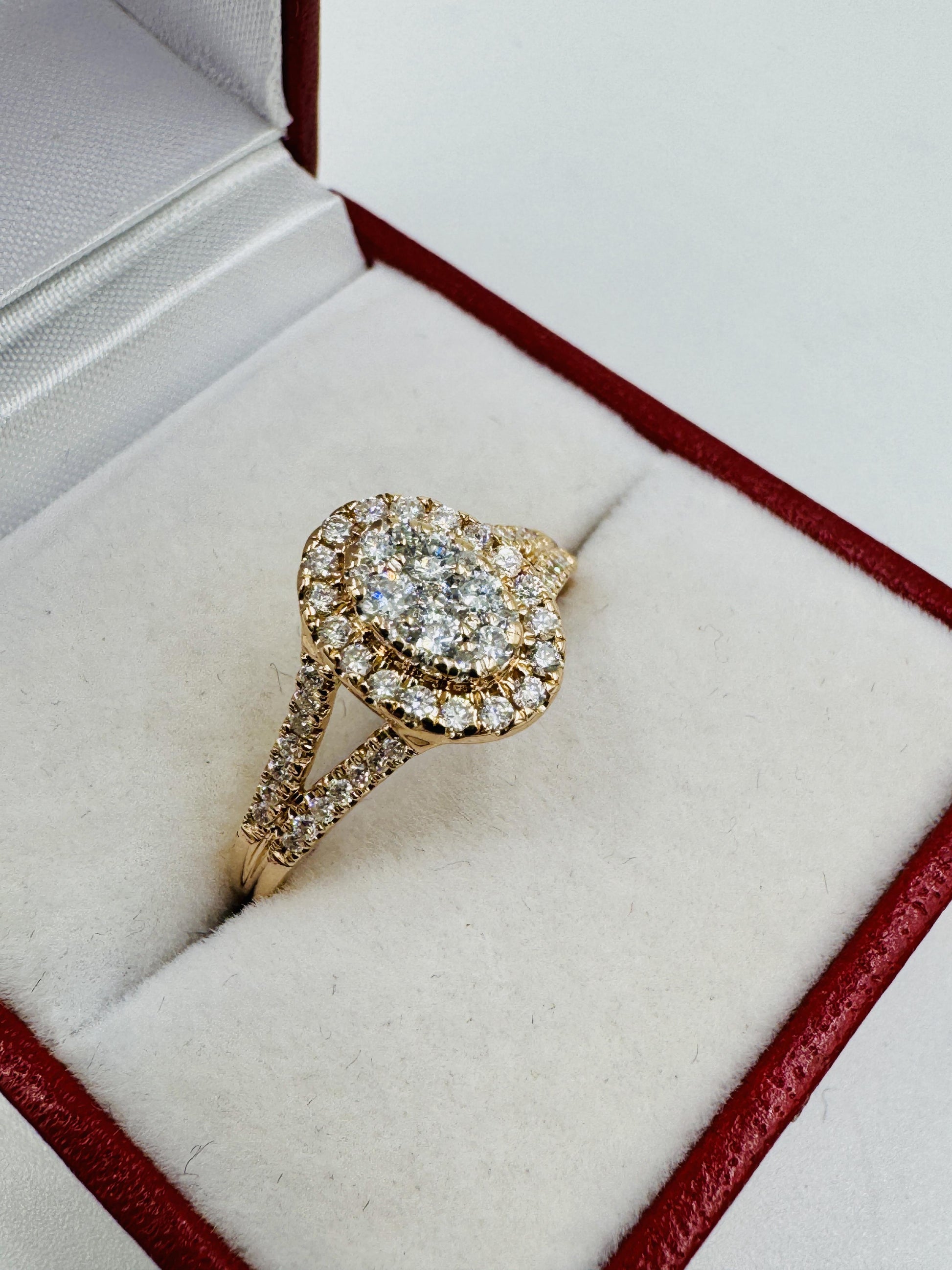 14k Rose Gold Cluster Halo Diamond Ring size 9