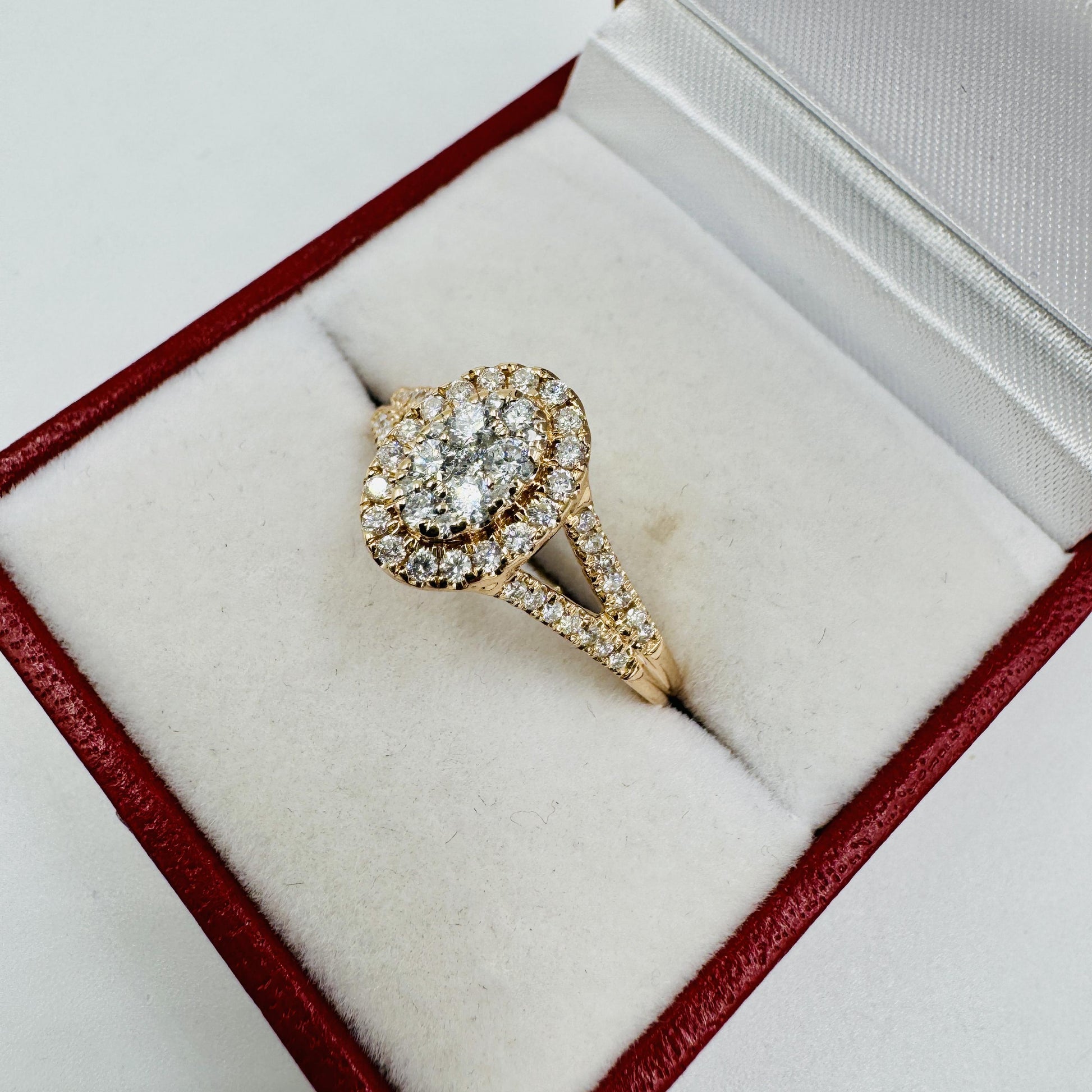 14k Rose Gold Cluster Halo Diamond Ring size 9