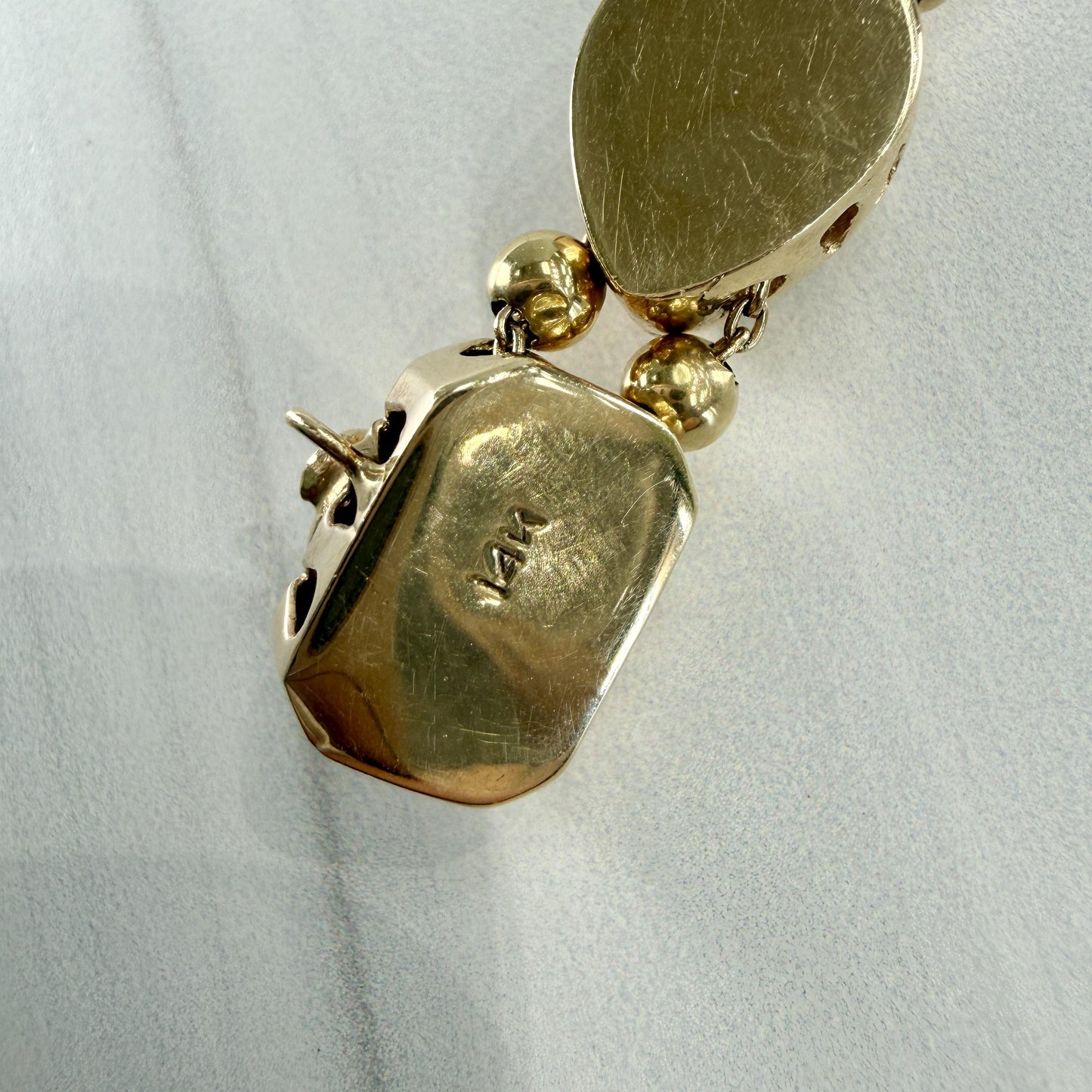 Vintage 1970's Gemstone and Diamond Slide Bracelet 14k Yellow Gold