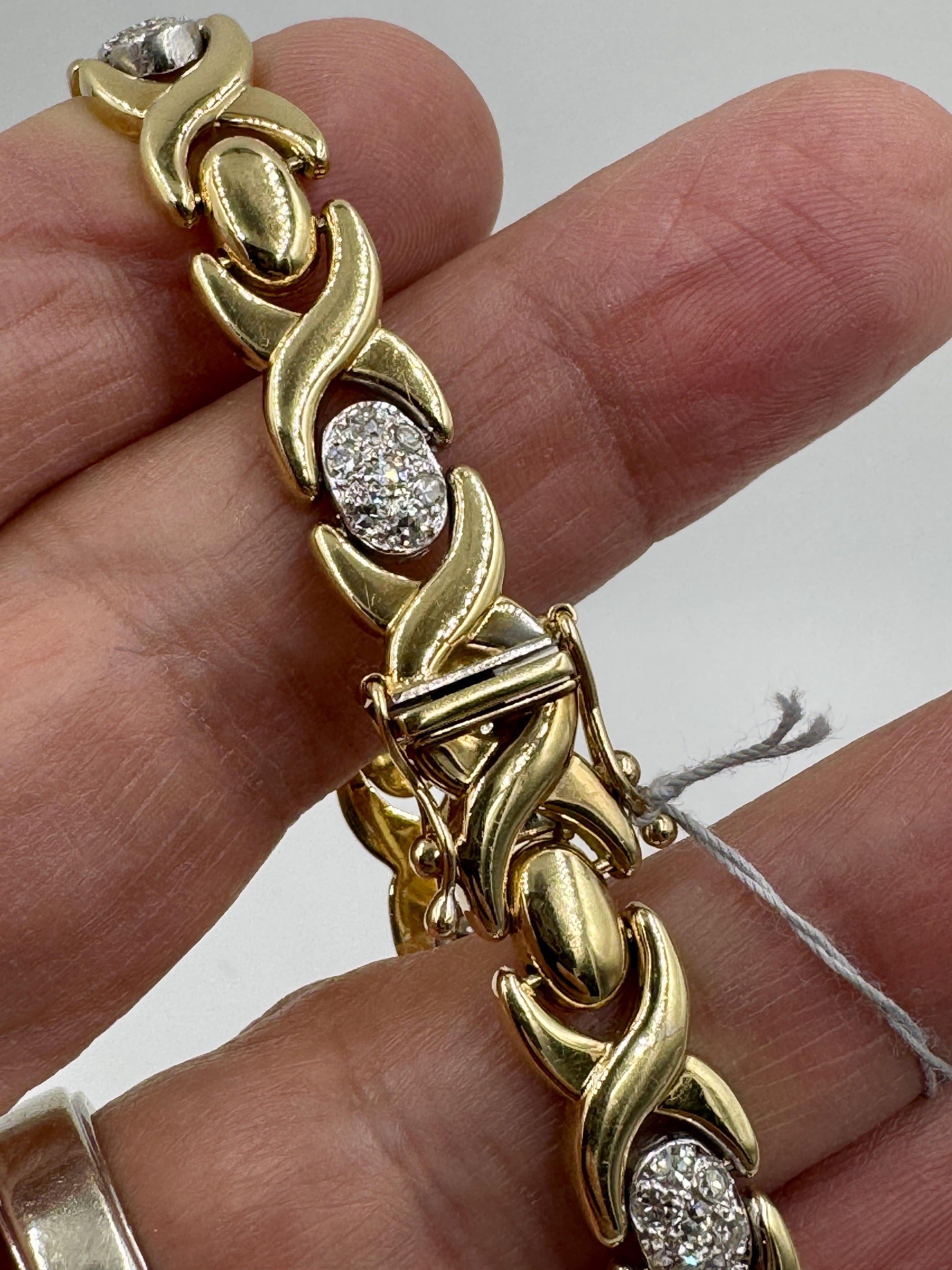 Vintage 14k Gold Italian Diamond Station Link Bracelet