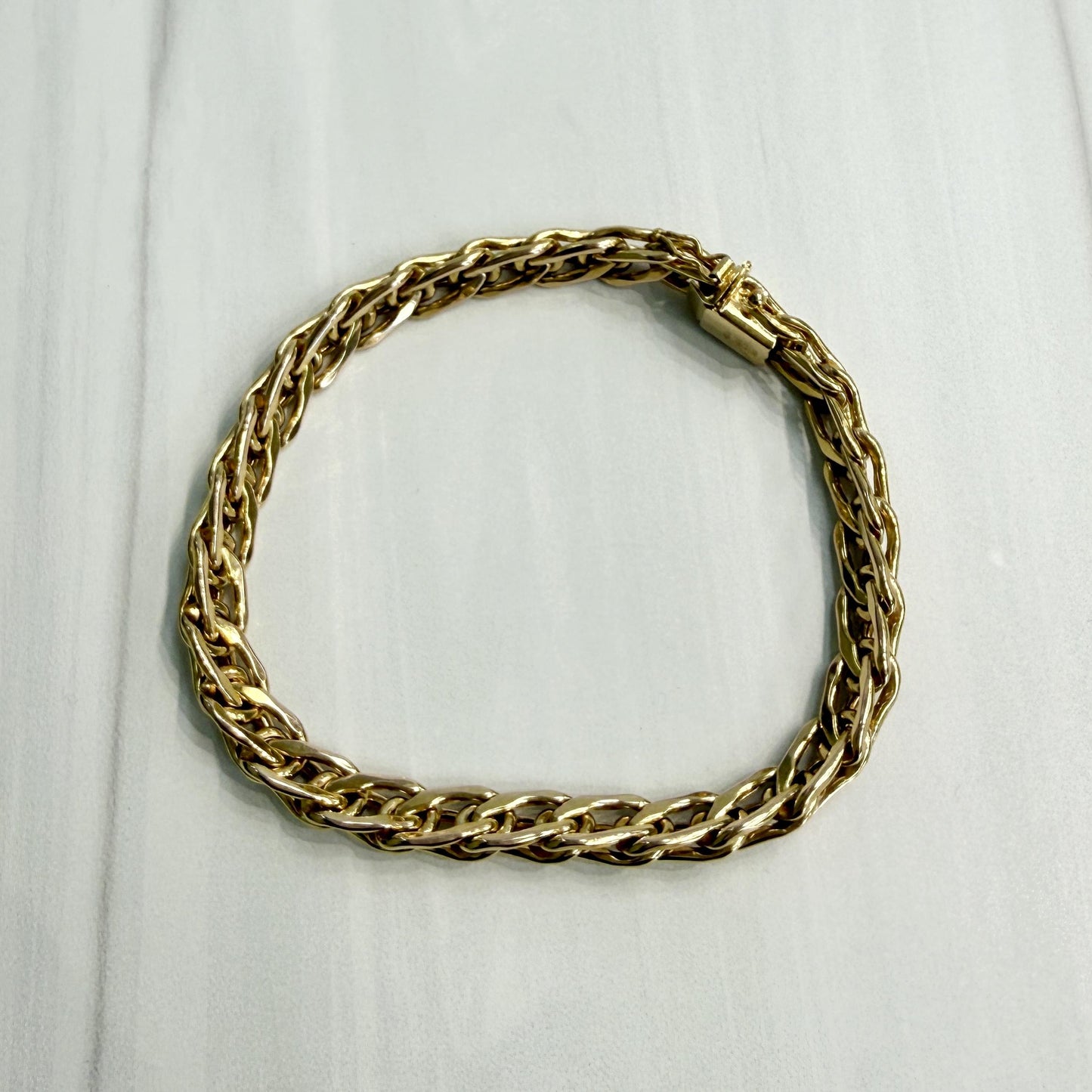 1980's Unoaerre Gold Link Bracelet 14k Yellow Gold