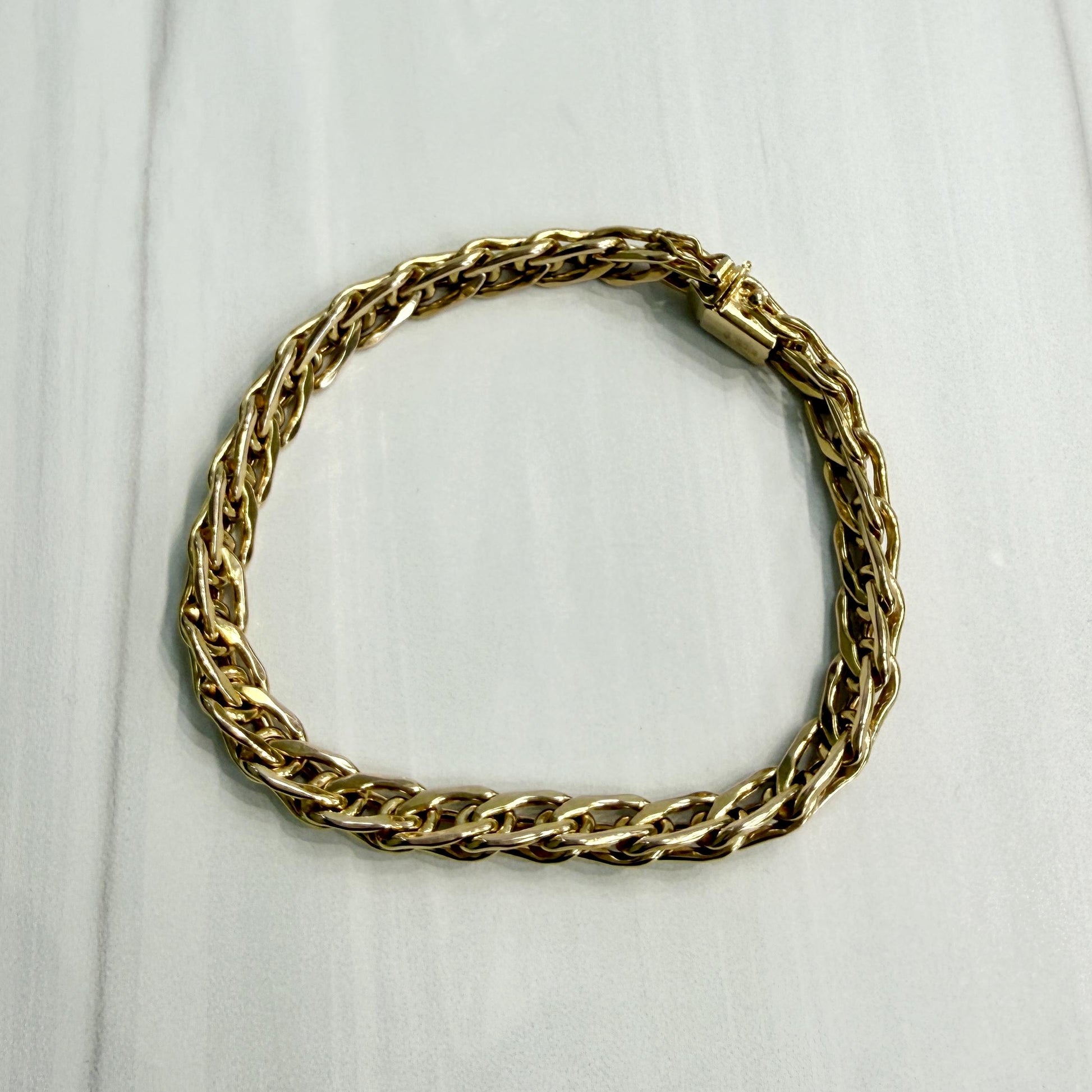 1980's Unoaerre Gold Link Bracelet 14k Yellow Gold