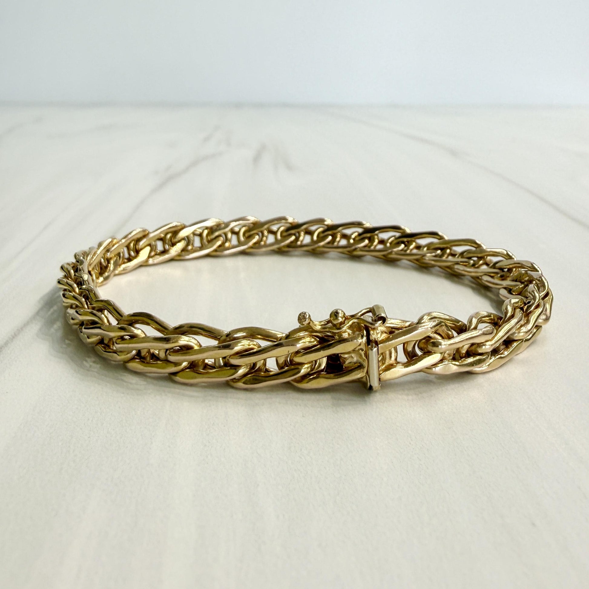 1980's Unoaerre Gold Link Bracelet 14k Yellow Gold