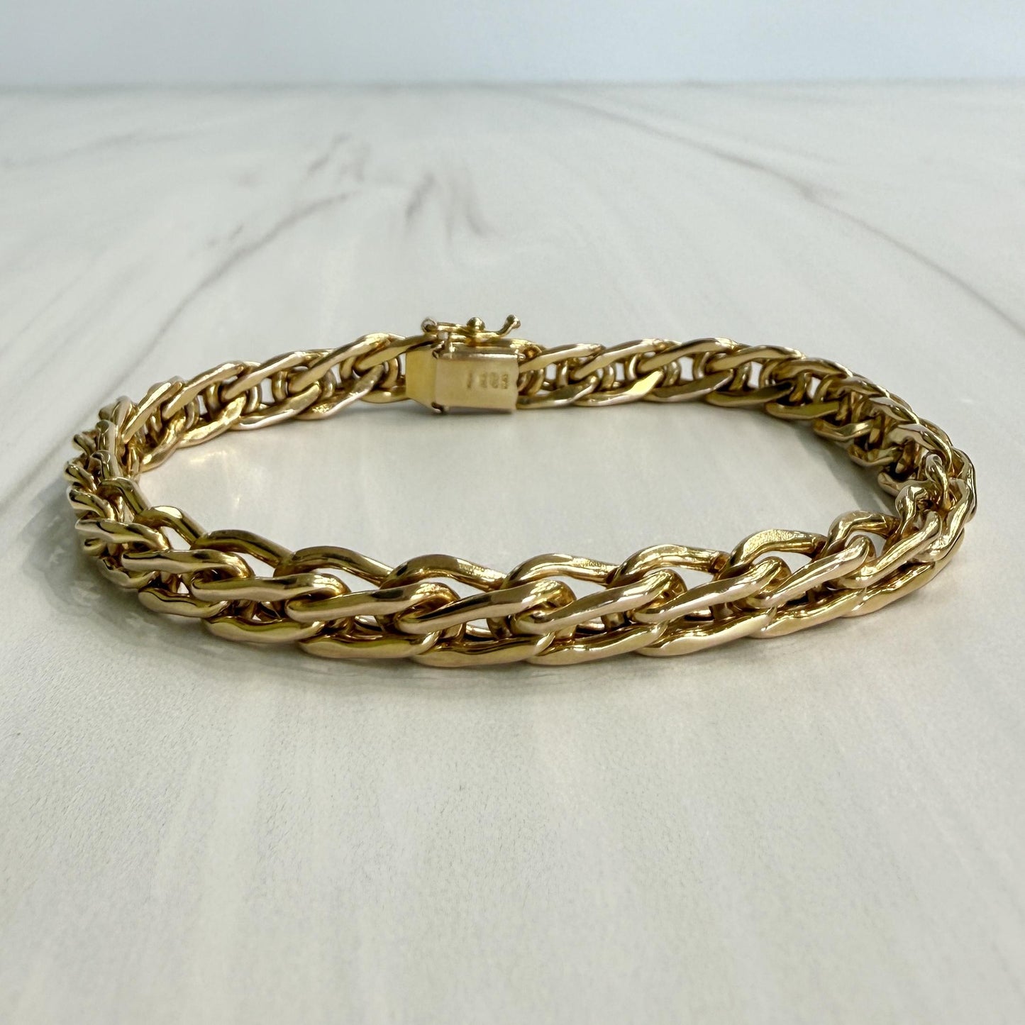 1980's Unoaerre Gold Link Bracelet 14k Yellow Gold