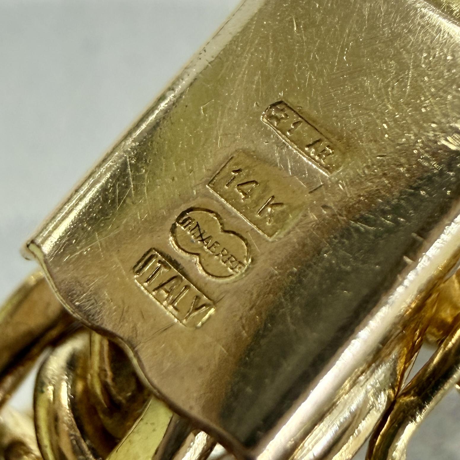 1980's Unoaerre Gold Link Bracelet 14k Yellow Gold