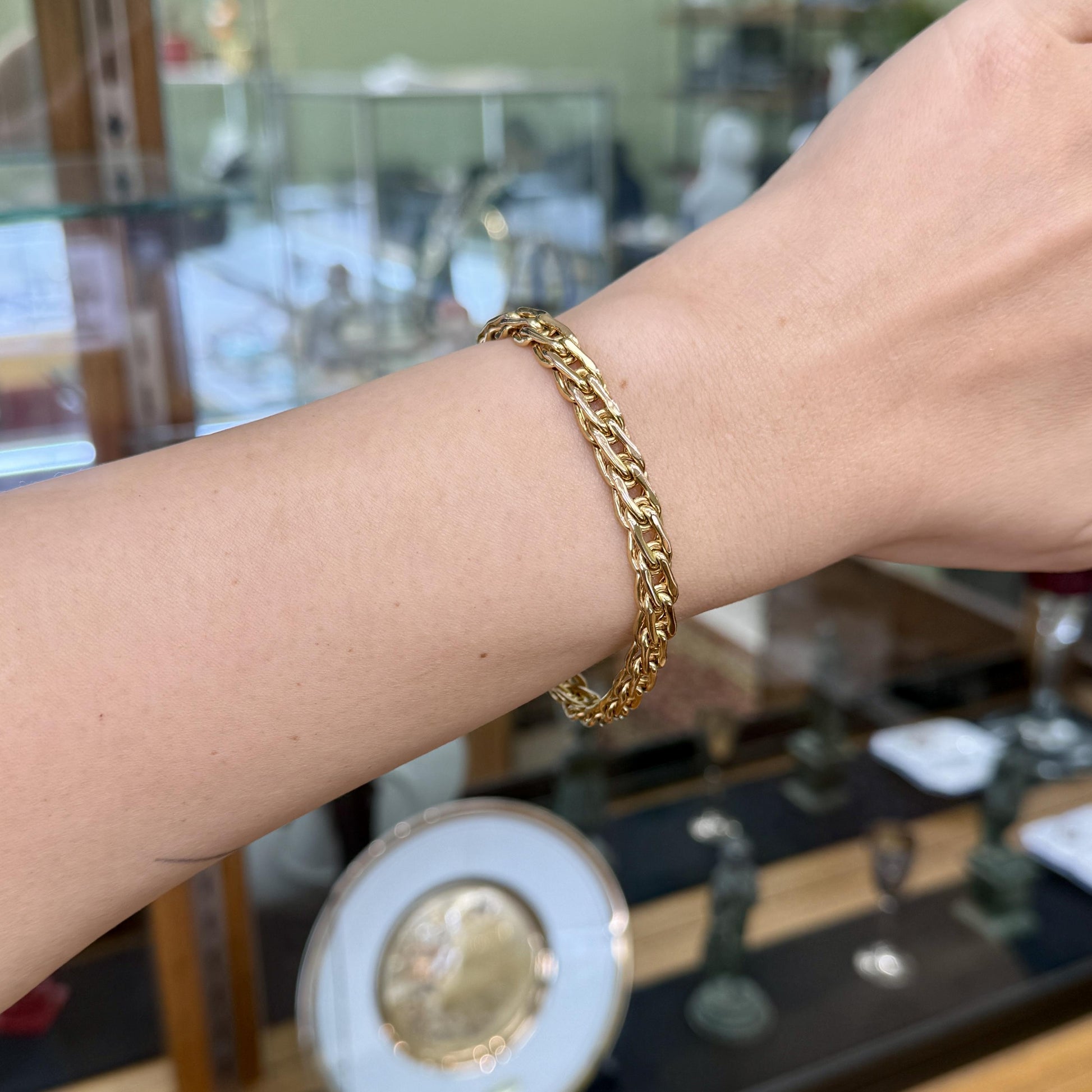 1980's Unoaerre Gold Link Bracelet 14k Yellow Gold