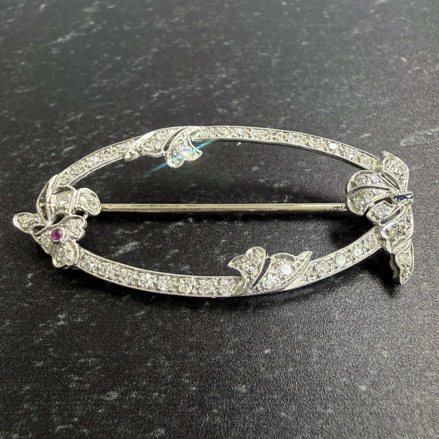 Vintage 1930's Art Deco Diamond Brooch Platinum/18k