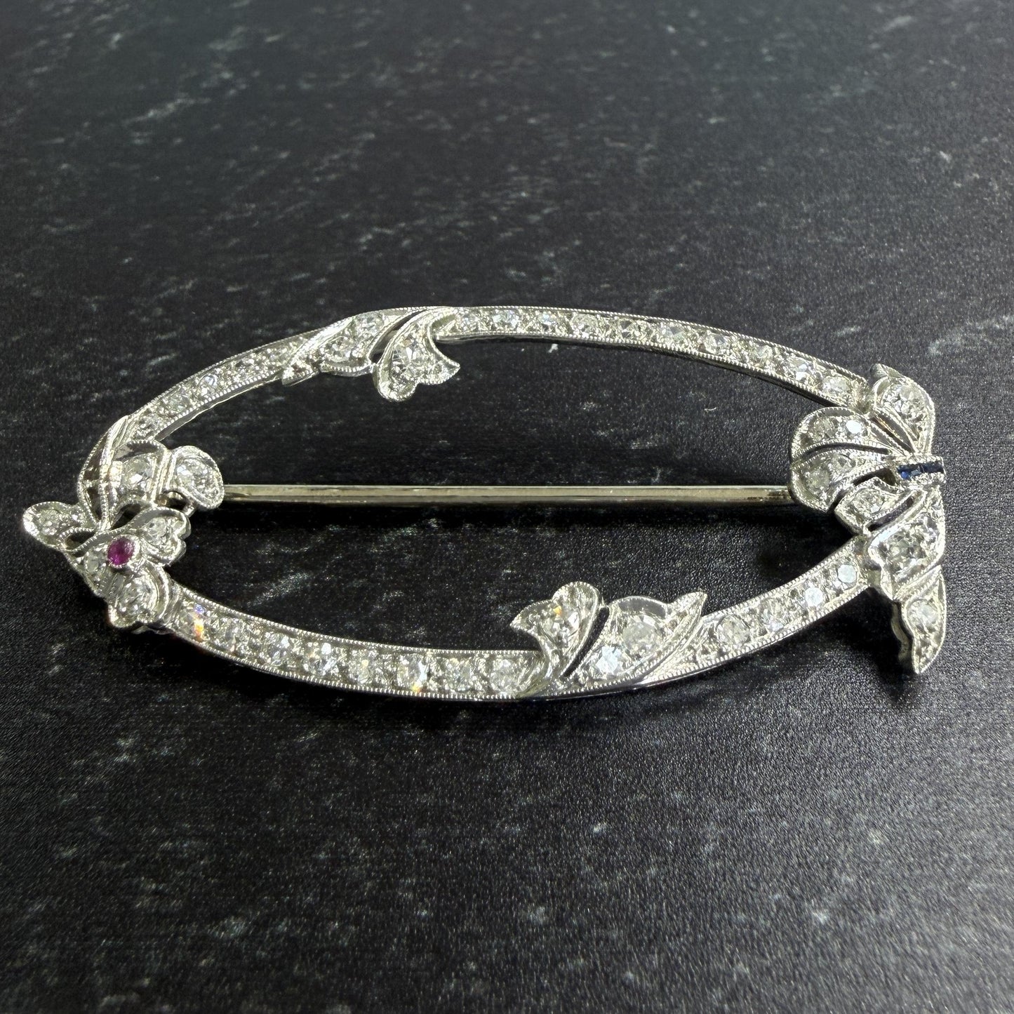 Vintage 1930's Art Deco Diamond Brooch Platinum/18k