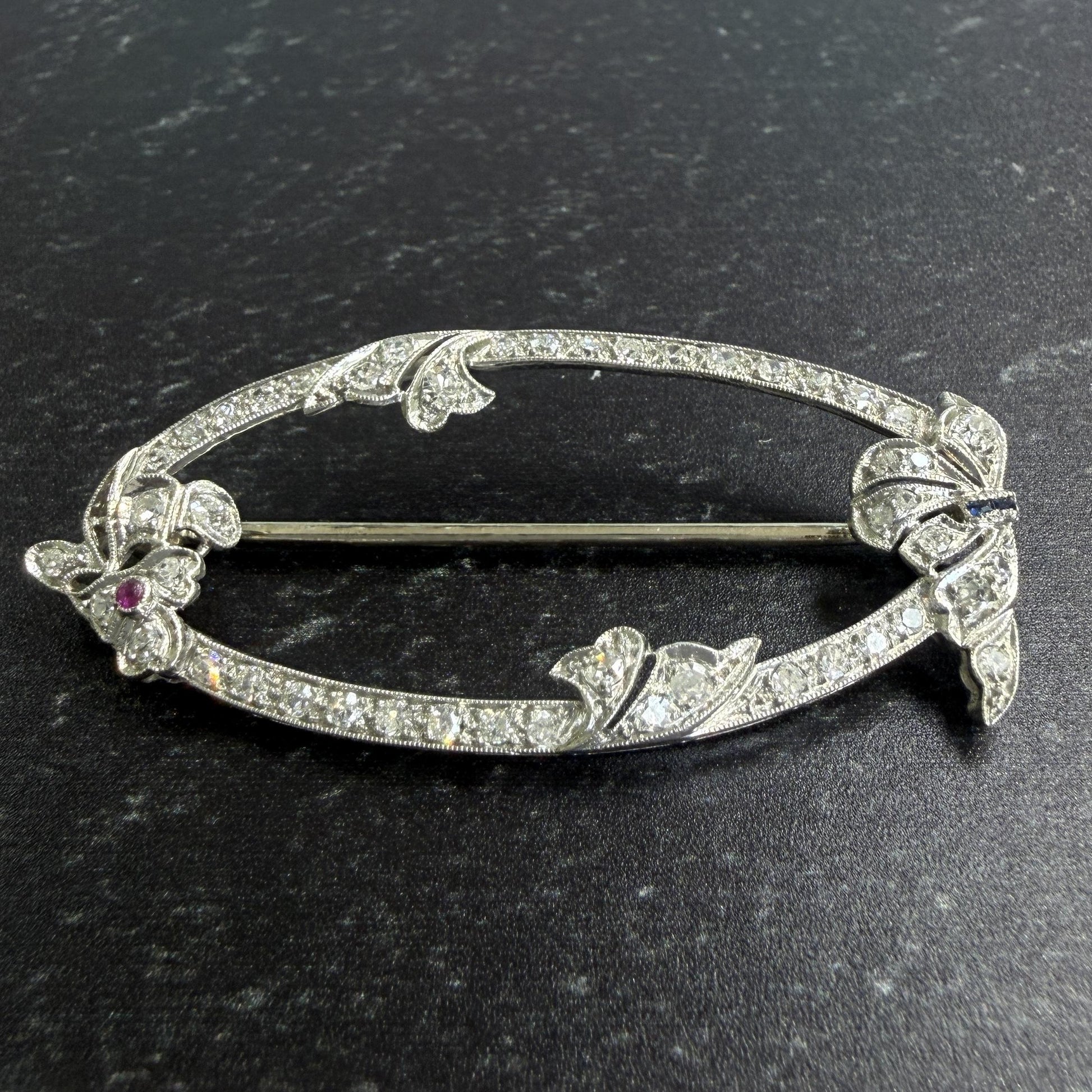 Vintage 1930's Art Deco Diamond Brooch Platinum/18k
