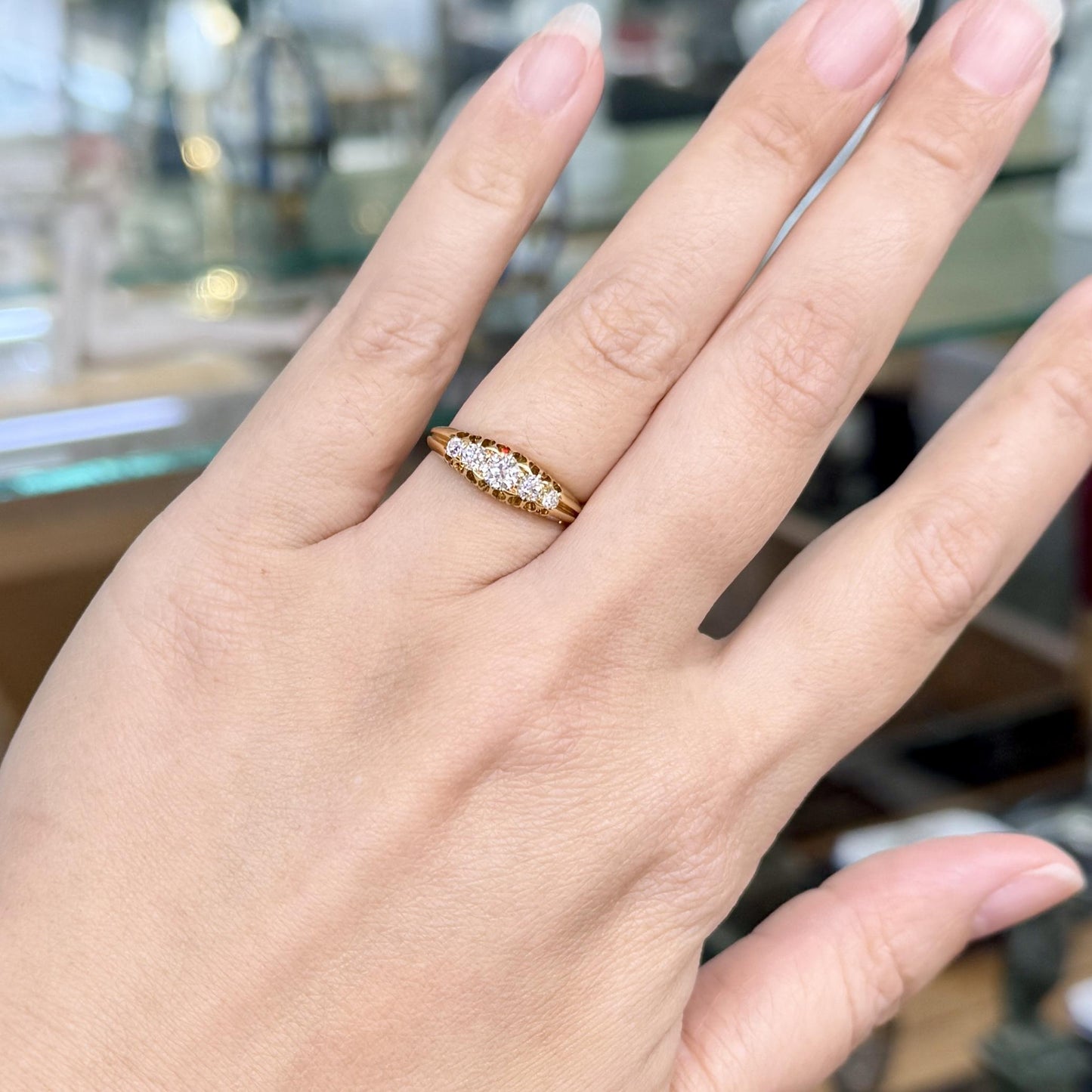 Antique 1896 Chester Assay Old Mine Cut Diamond Ring 18k Yellow Gold