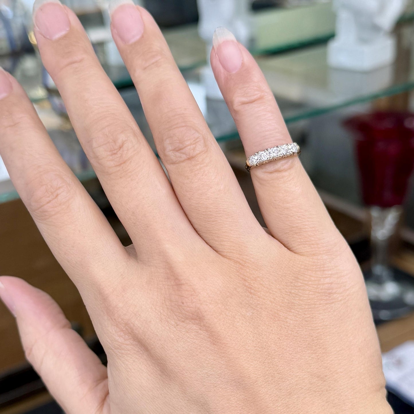 Vintage 1950's 5 Stone Diamond Band Ring 14k Gold
