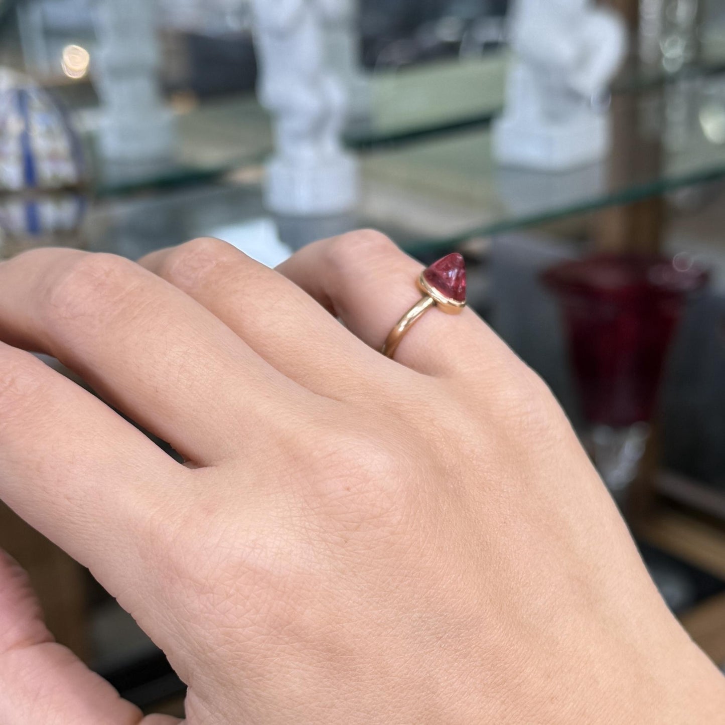 Antique 1910 Soviet Bullet Cut Tourmaline Ring 13k Yellow Gold