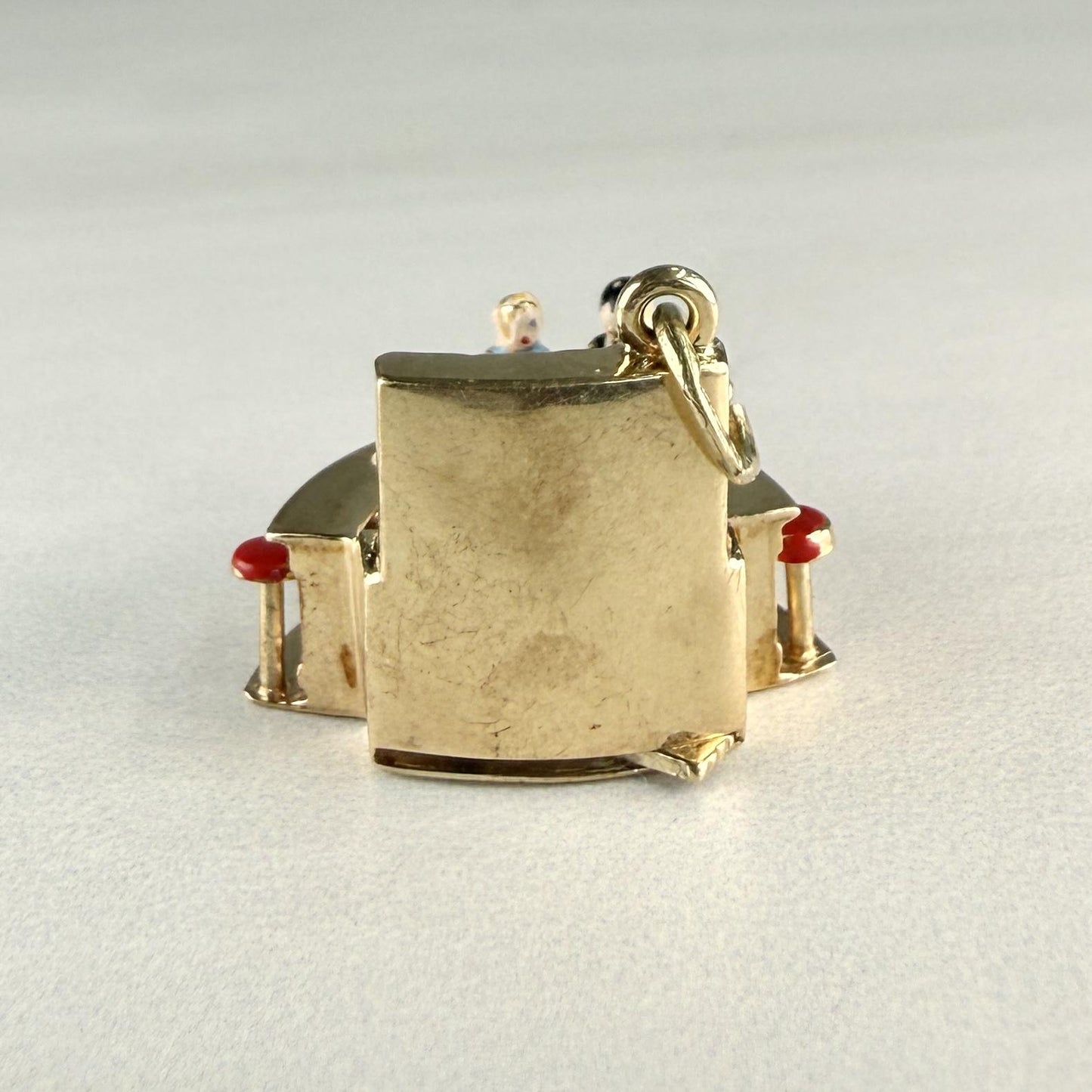 Vintage 1950's Articulated Bartender at Bar Charm 14k Yellow Gold