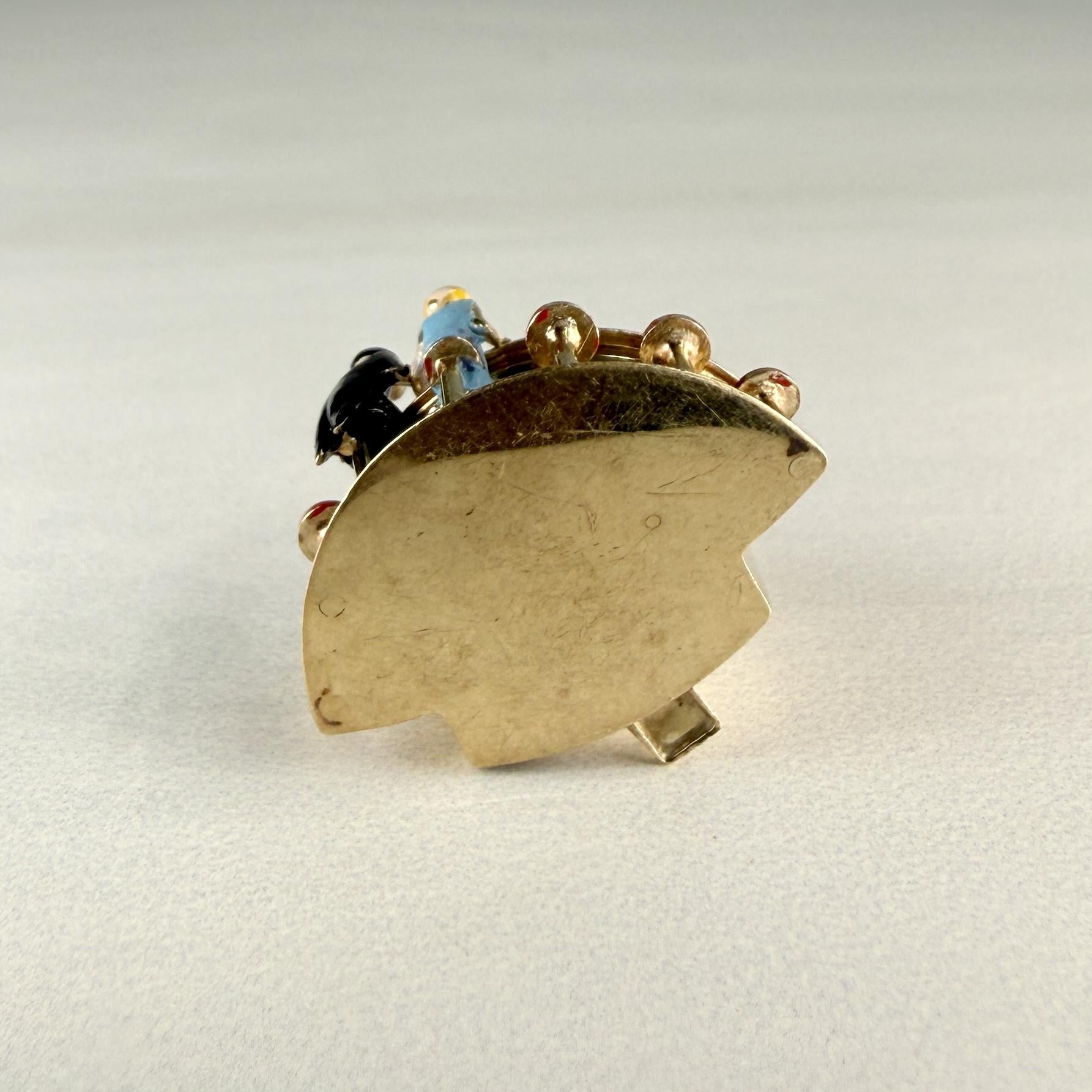 Vintage 1950's Articulated Bartender at Bar Charm 14k Yellow Gold