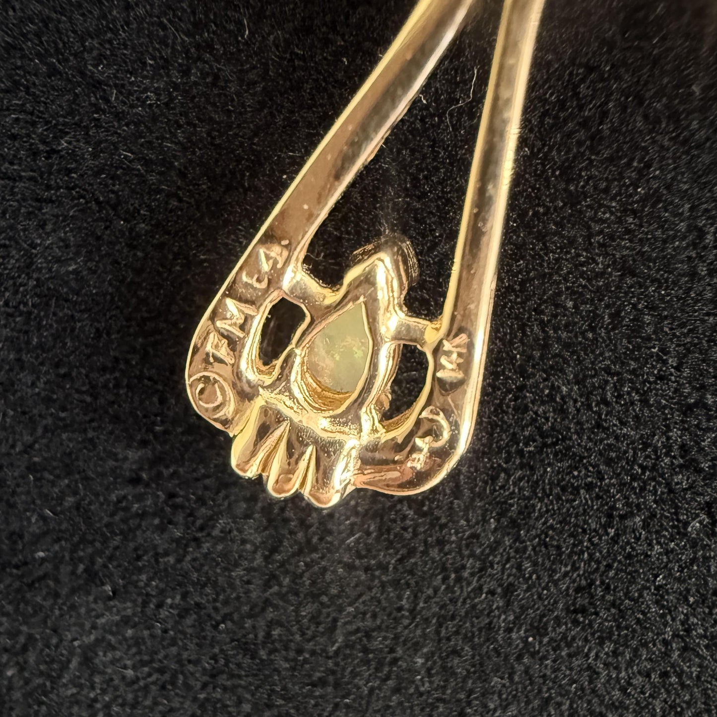 Estate 14k yellow gold Opal Topaz Cross Necklace Pendant