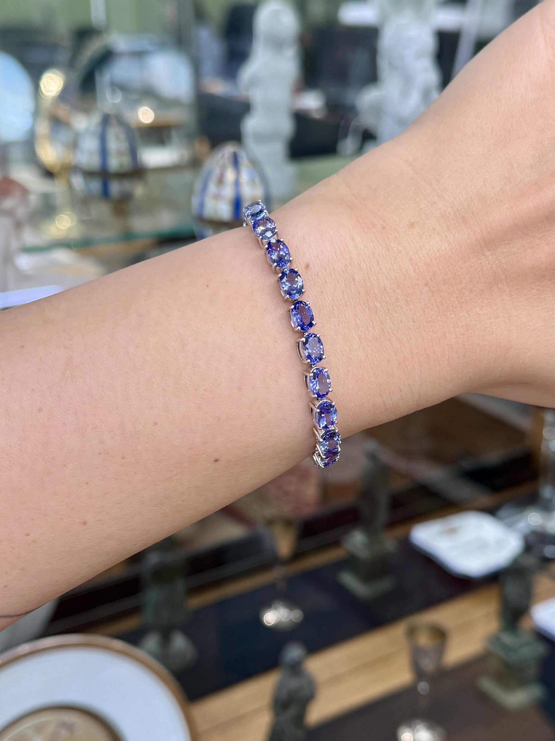 Oval Tanzanite Tennis Bracelet 14k/Sterling Silver