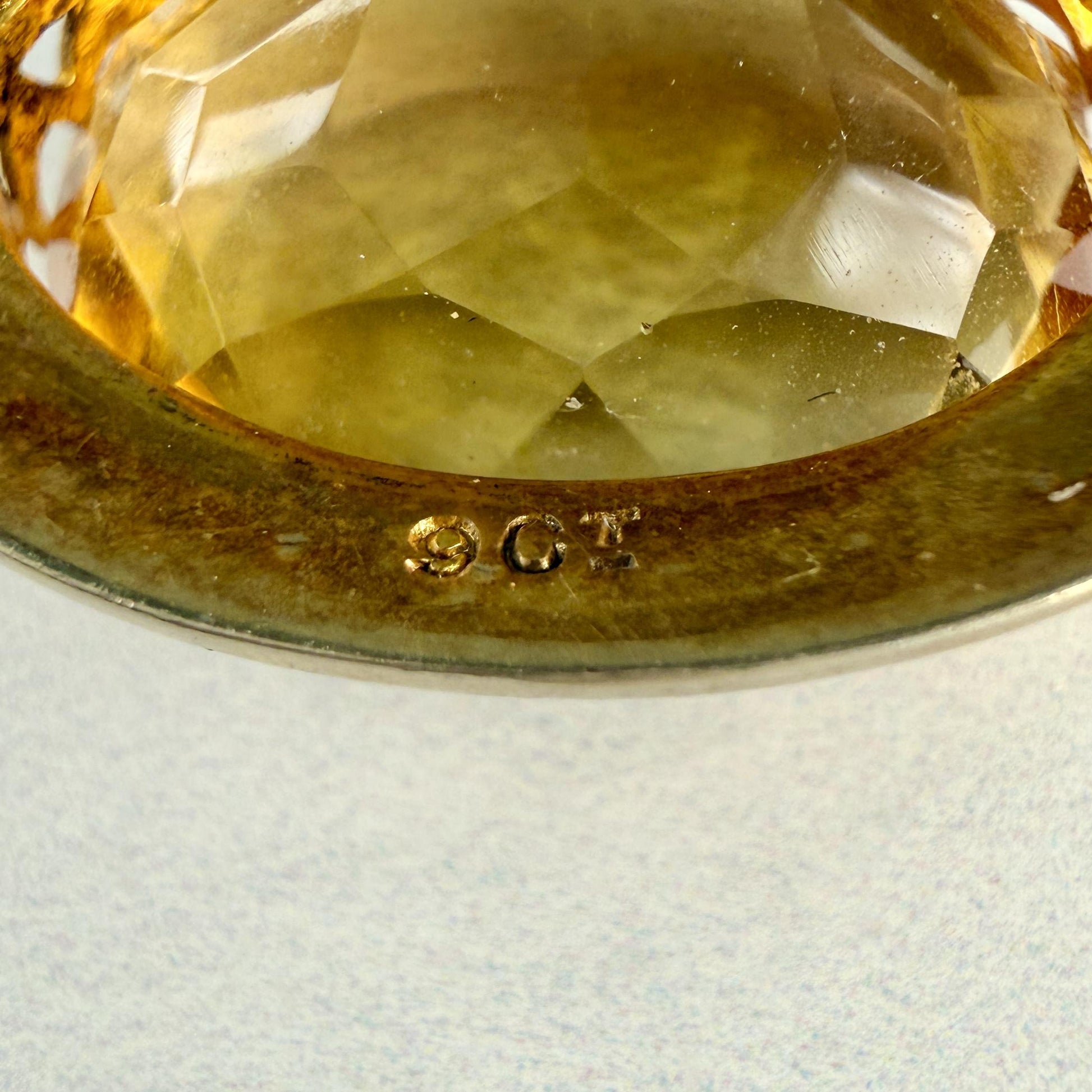 Antique Victorian Citrine and Seed Pearl Brooch 9k Yellow Gold
