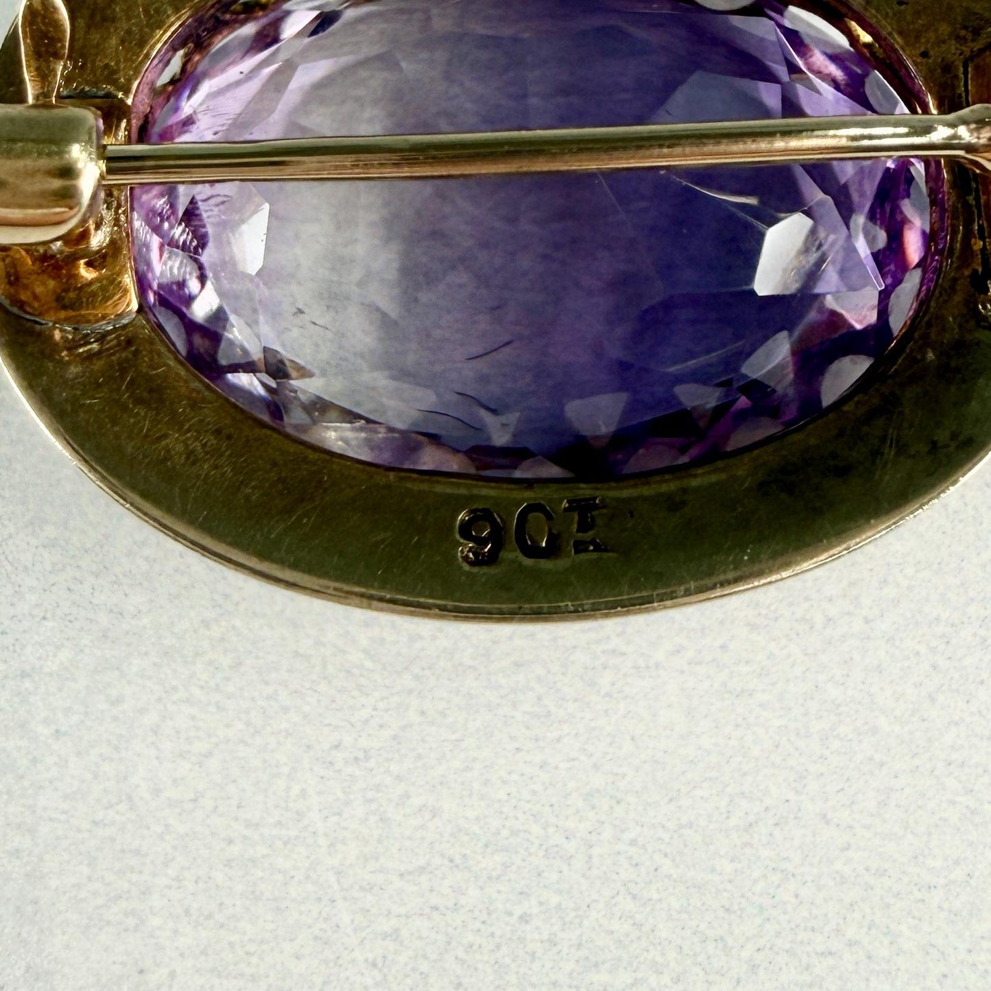 Antique Victorian Amethyst and Seed Pearl Brooch 9k Yellow Gold