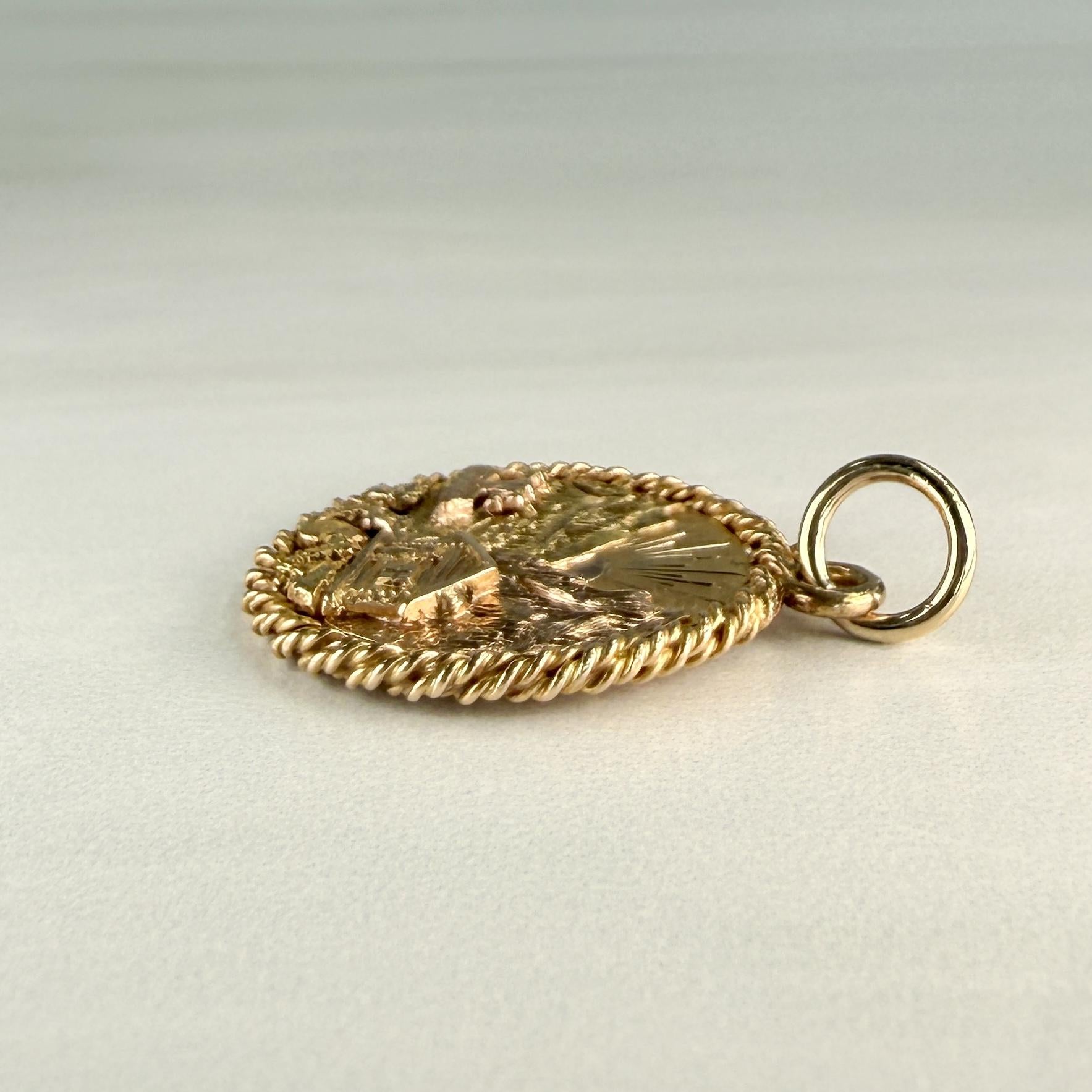 Antique Alaska Log Cabin Gold Nugget Pendant 14k Gold