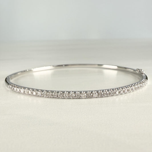 Diamond Half Bangle Bracelet 14k White Gold