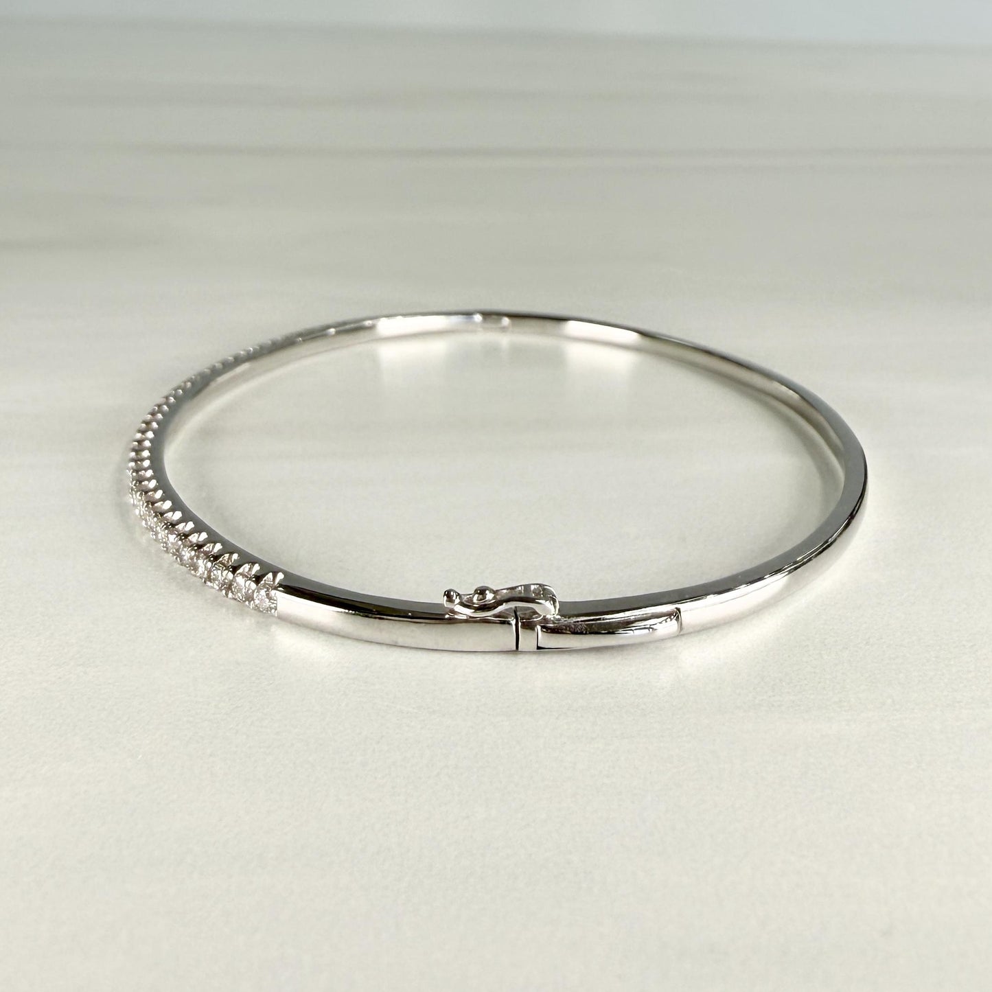 Diamond Half Bangle Bracelet 14k White Gold