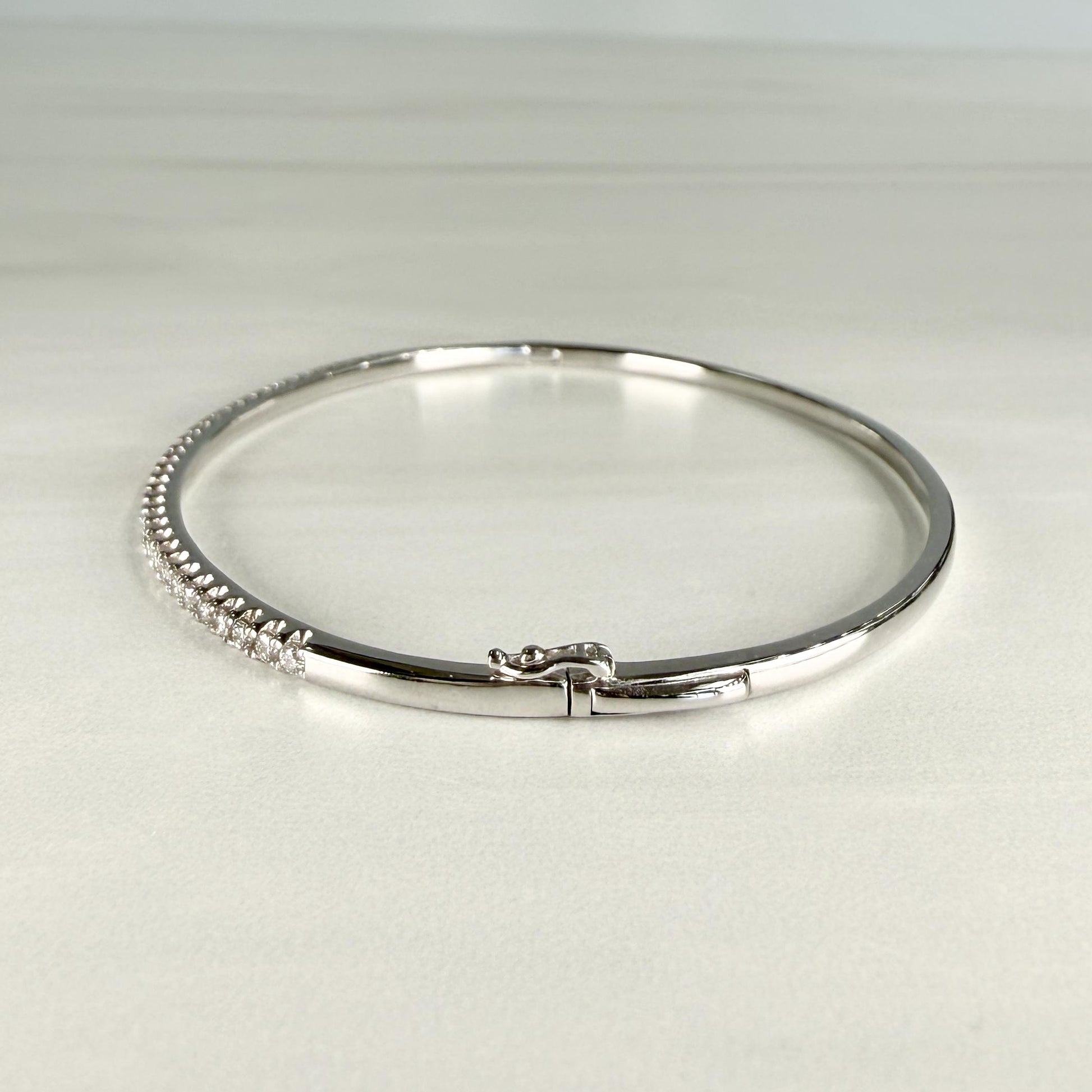 Diamond Half Bangle Bracelet 14k White Gold