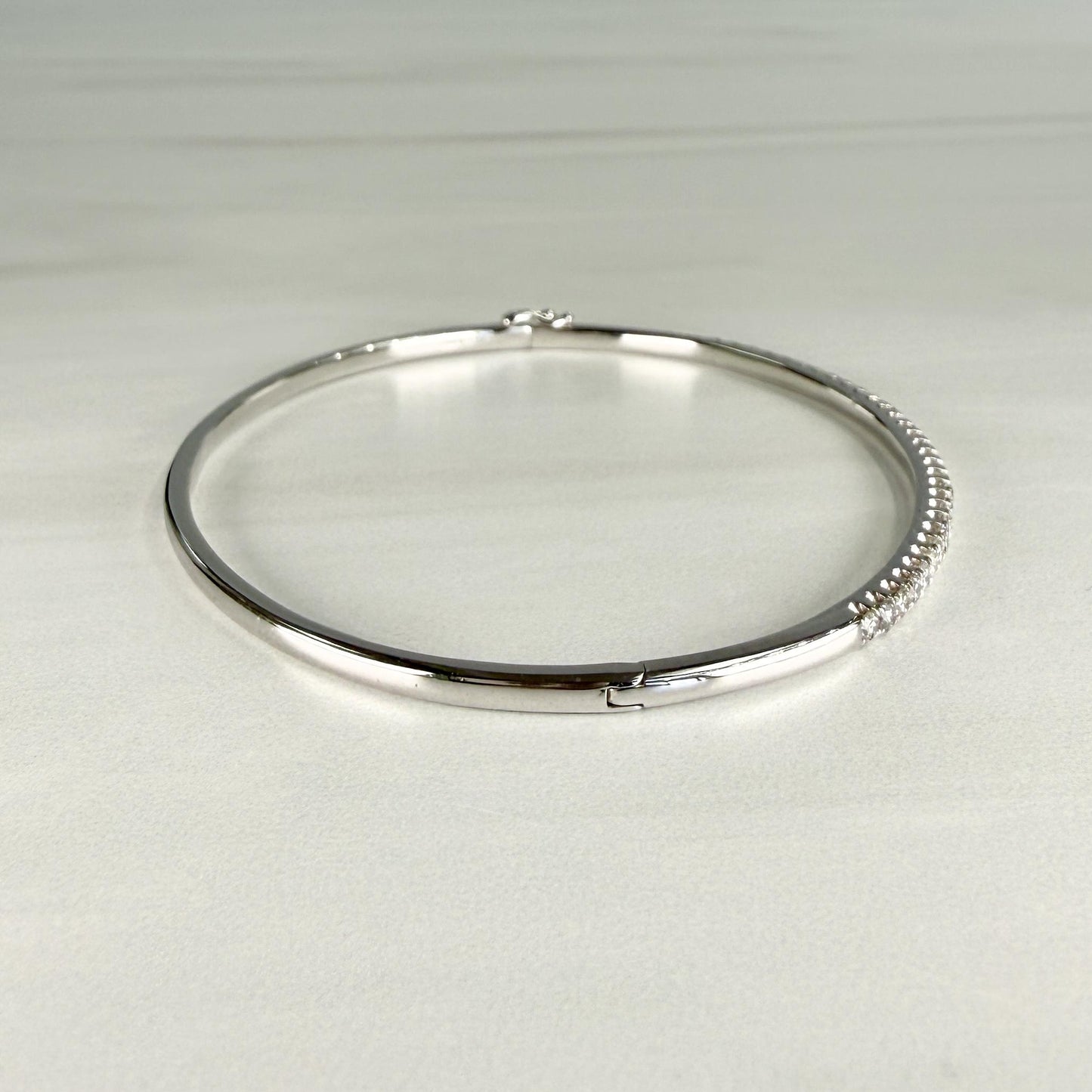 Diamond Half Bangle Bracelet 14k White Gold